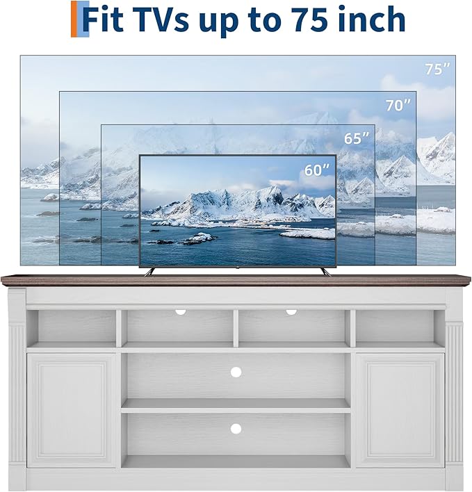 IDEALHOUSE Farmhouse TV Stand for TVs Up to 75", Entertainment Center