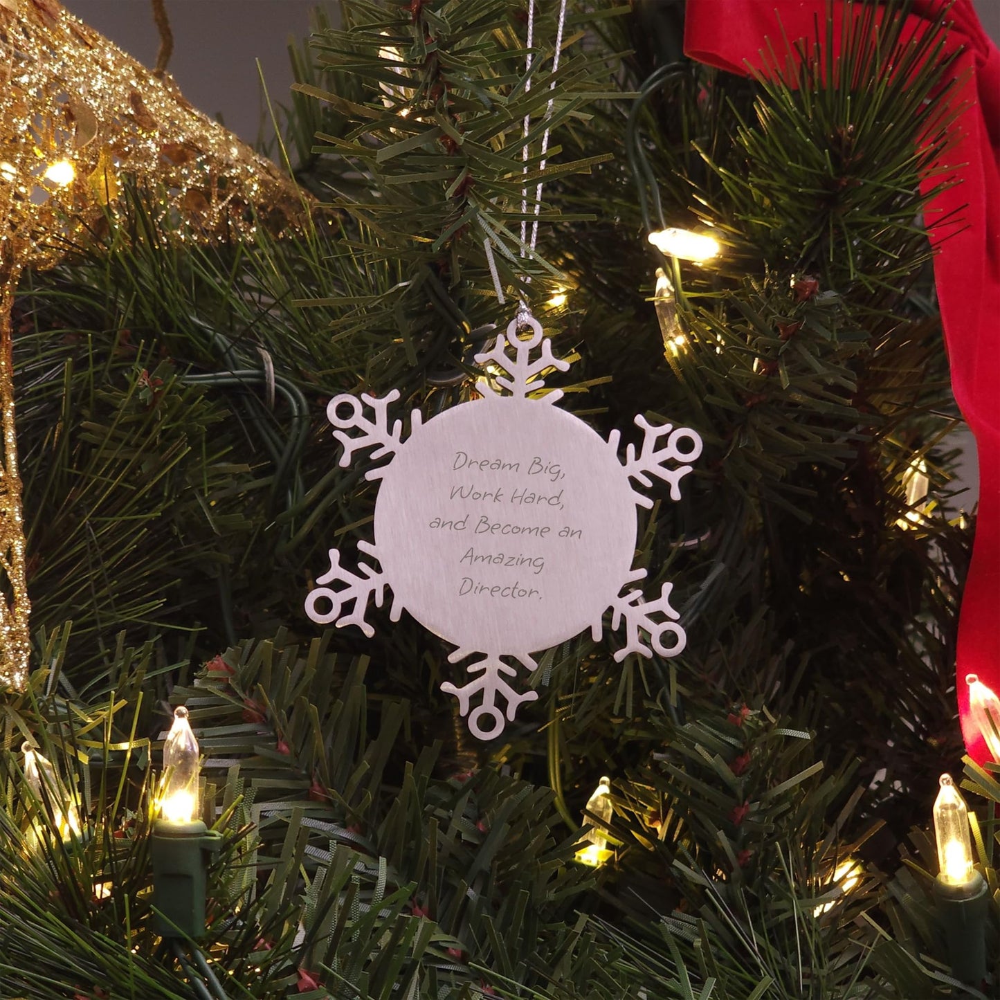 Dream Big Work Hard Snowflake Ornament Gift for Director's Office Desk Christmas Decorations