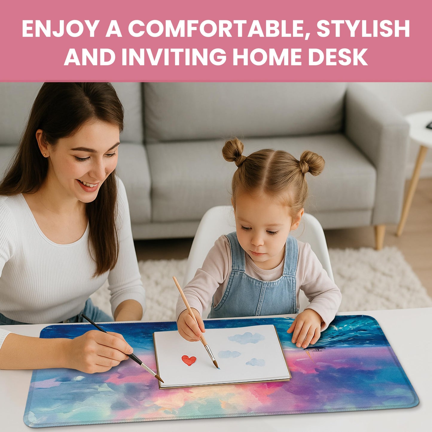 Large Mouse Pad for Desktop, Cute Desk Mat Pad Protector for Work & Gaming, Aesthetic Pretty Anti-Slip Laptop Blotter Cover for Office School Home Supplies, Sunset, 31.5" x 11.8"