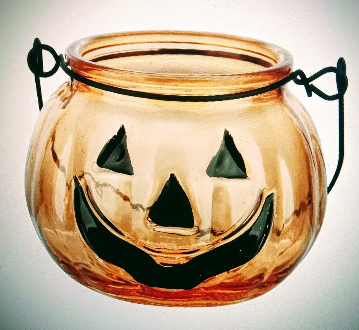 JF- Halloween Pumpkin Candle Holders (Set of 4) Tealight Votive Candle Holders with Grimace, Metal Hanging Pumpkin Lantern Decorative Halloween Table Centerpiece Orange or Clear (Orange)