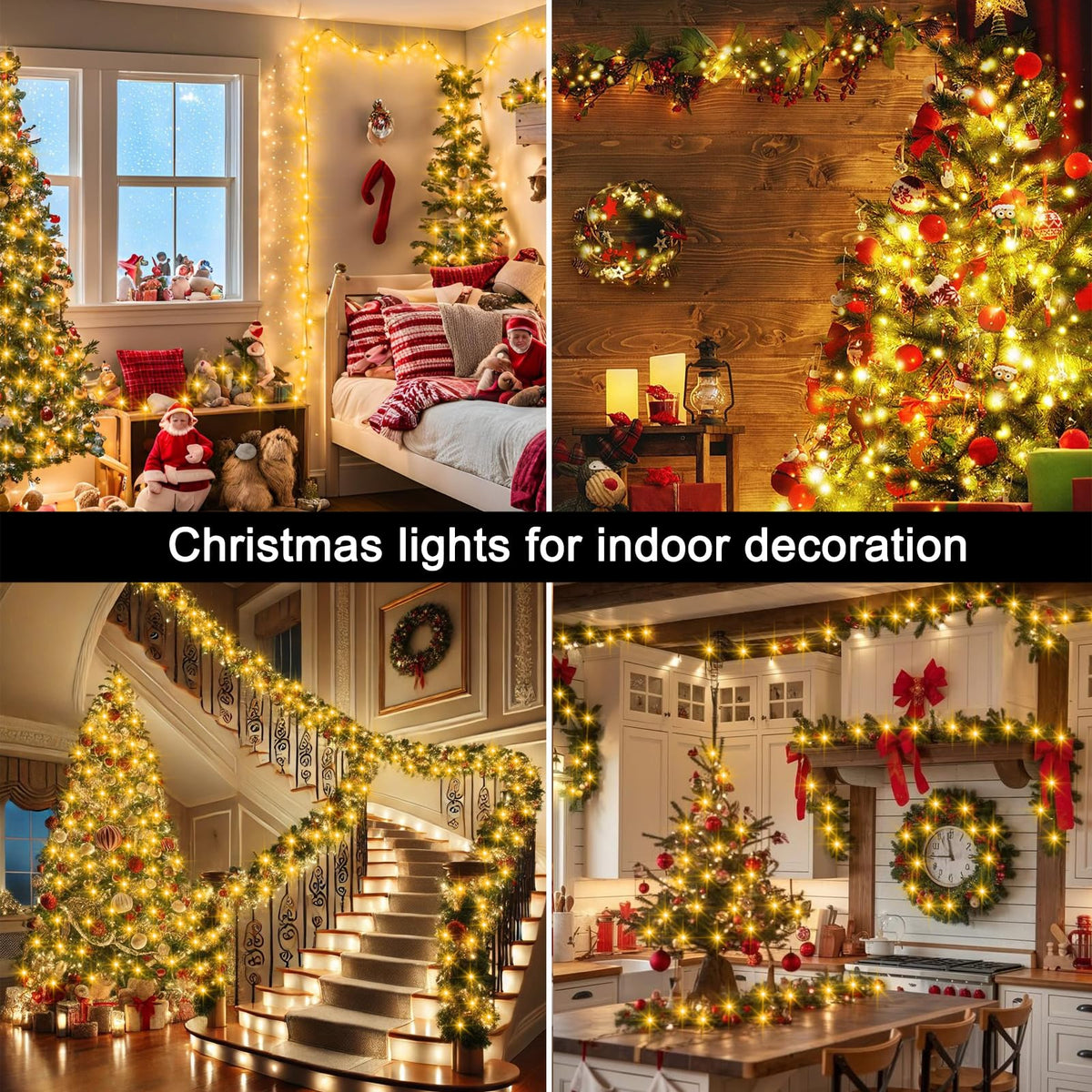 echosari 400 LED Christmas String Lights Connectable, Extra Long 66Ft Outdoor String Lights End-to-end Plug in with Remote Timer for Garden Patio Tree Decor (Warm White)