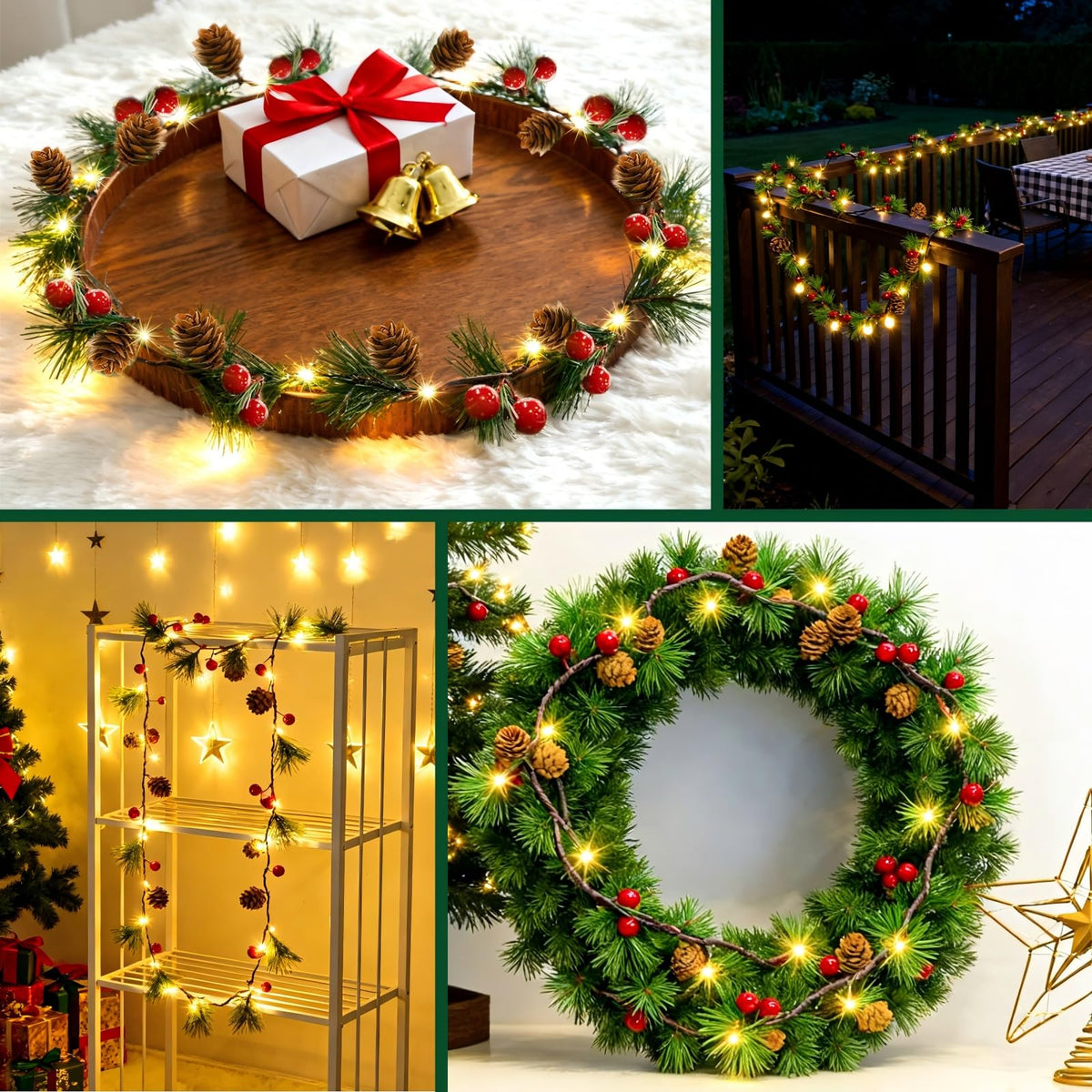 Christmas Pine Cones String Lights Battery Operated,6.6ft 20 LED Pinecone Fairy String Lights with Red Berry,Decor Lights for Indoor Fall Christmas Tree Garland Mantel Table Decoration (Warm White)