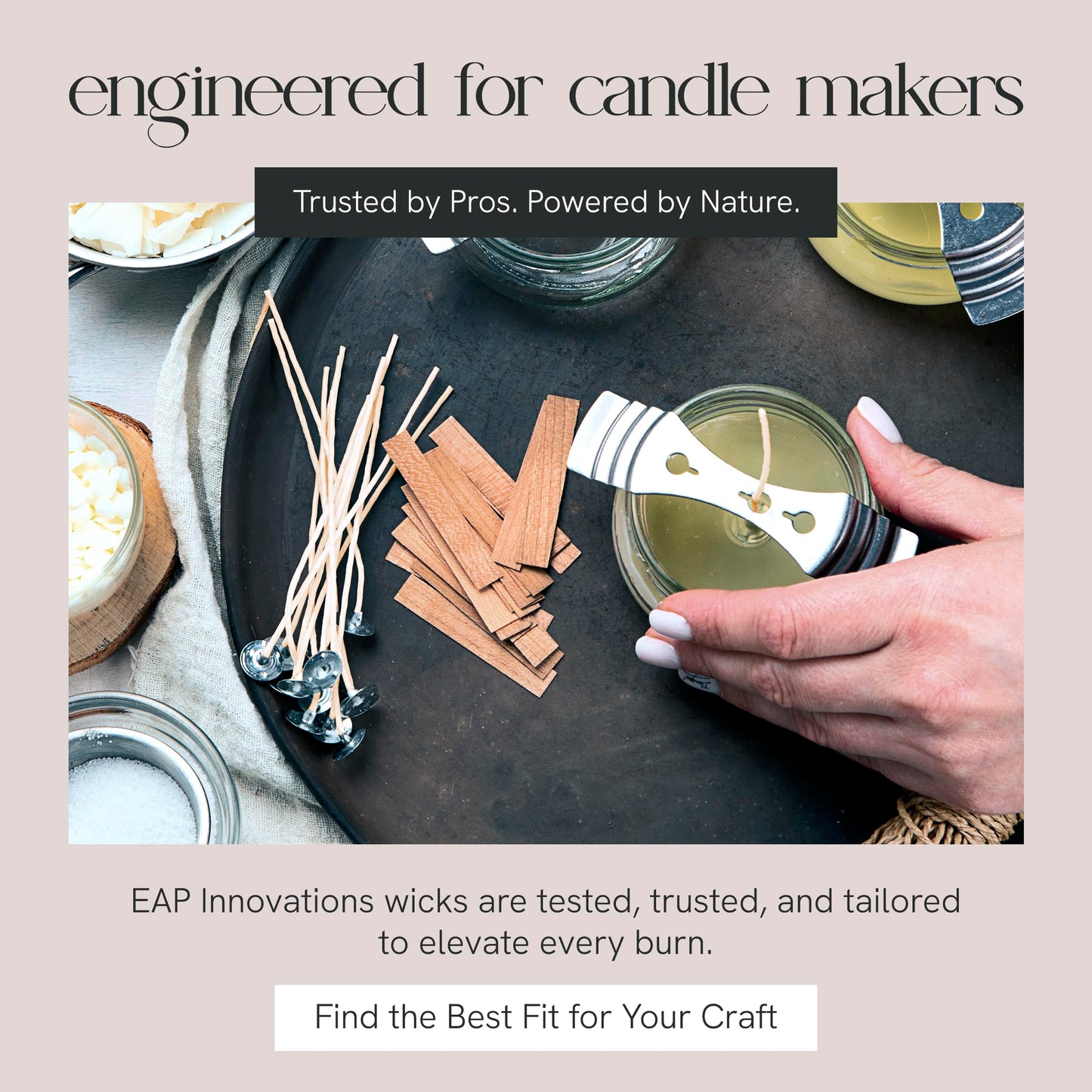 EAP Innovations Cotton Core Candle Making Wicks 6", Ideal for Votives, Pillars, and Containers, All-Fiber Wicks for Candle Making, Steady and Clean Burn, Size 34-40C, Pack of 100