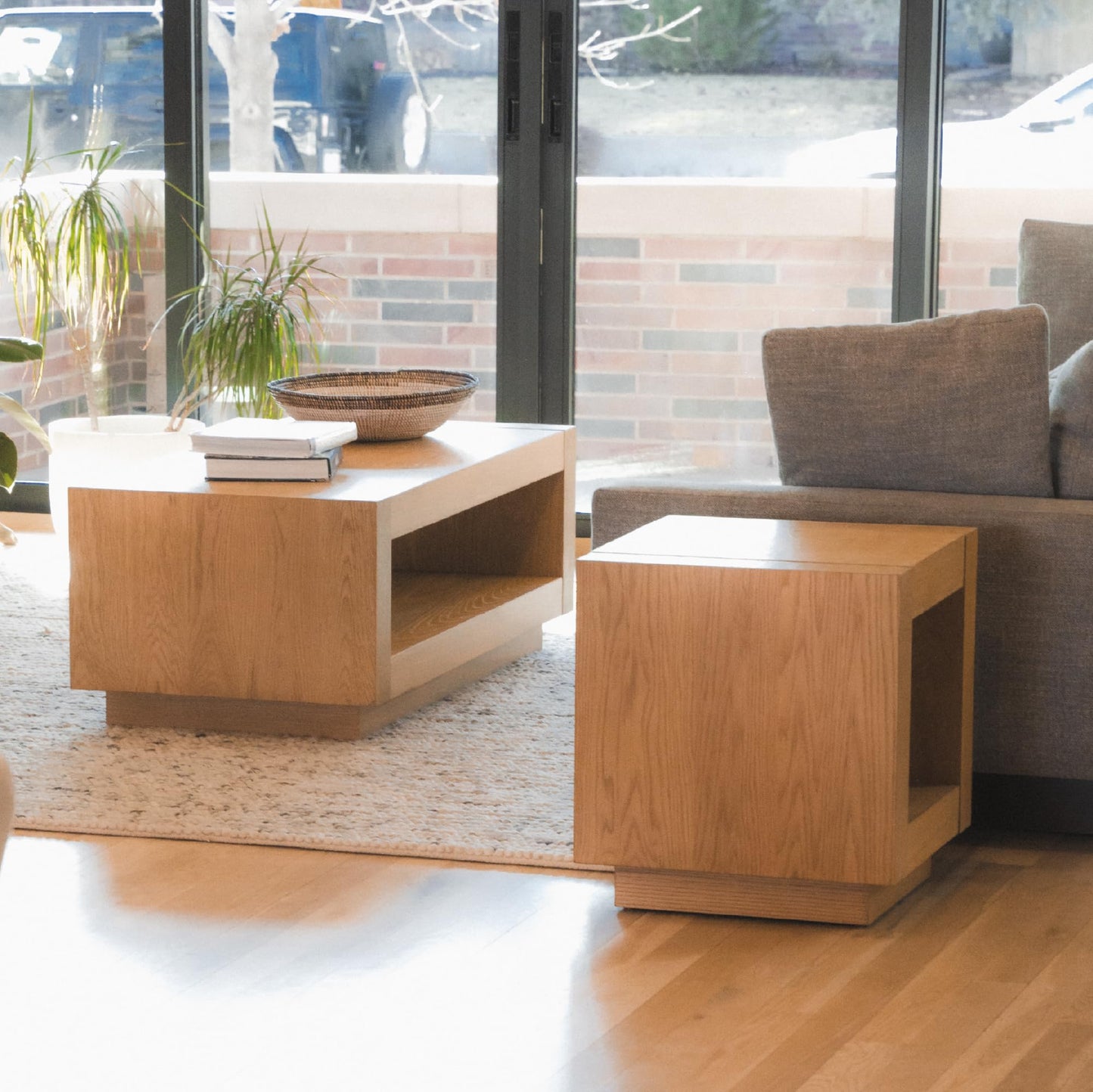 Maven Lane Artemis Side Table – 22 Inch Square Table with Storage – Natural Solid Wood – Ideal for Living Room and Bedroom
