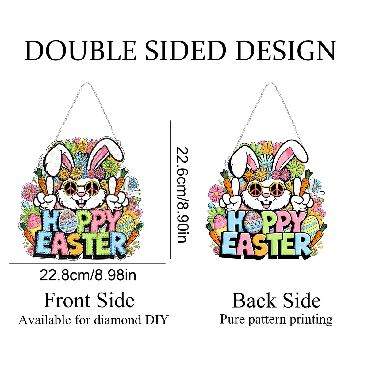 Diamond Art Hanging Kit for Adult,Special Shaped Rhinestone,DIY Acrylic Diamond Art Painting Window Pendants Home Garden Wall Hanging Kits Hanging Ornament,Double Sided. (Happy Easter)