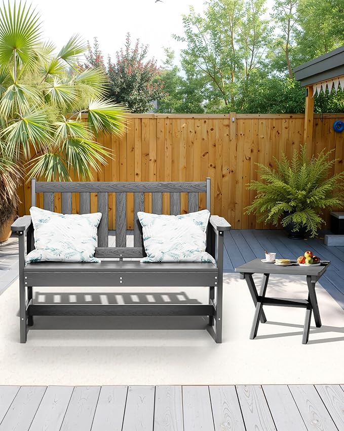 SERWALL Small Folding Side Table, HDPE Outdoor End Table