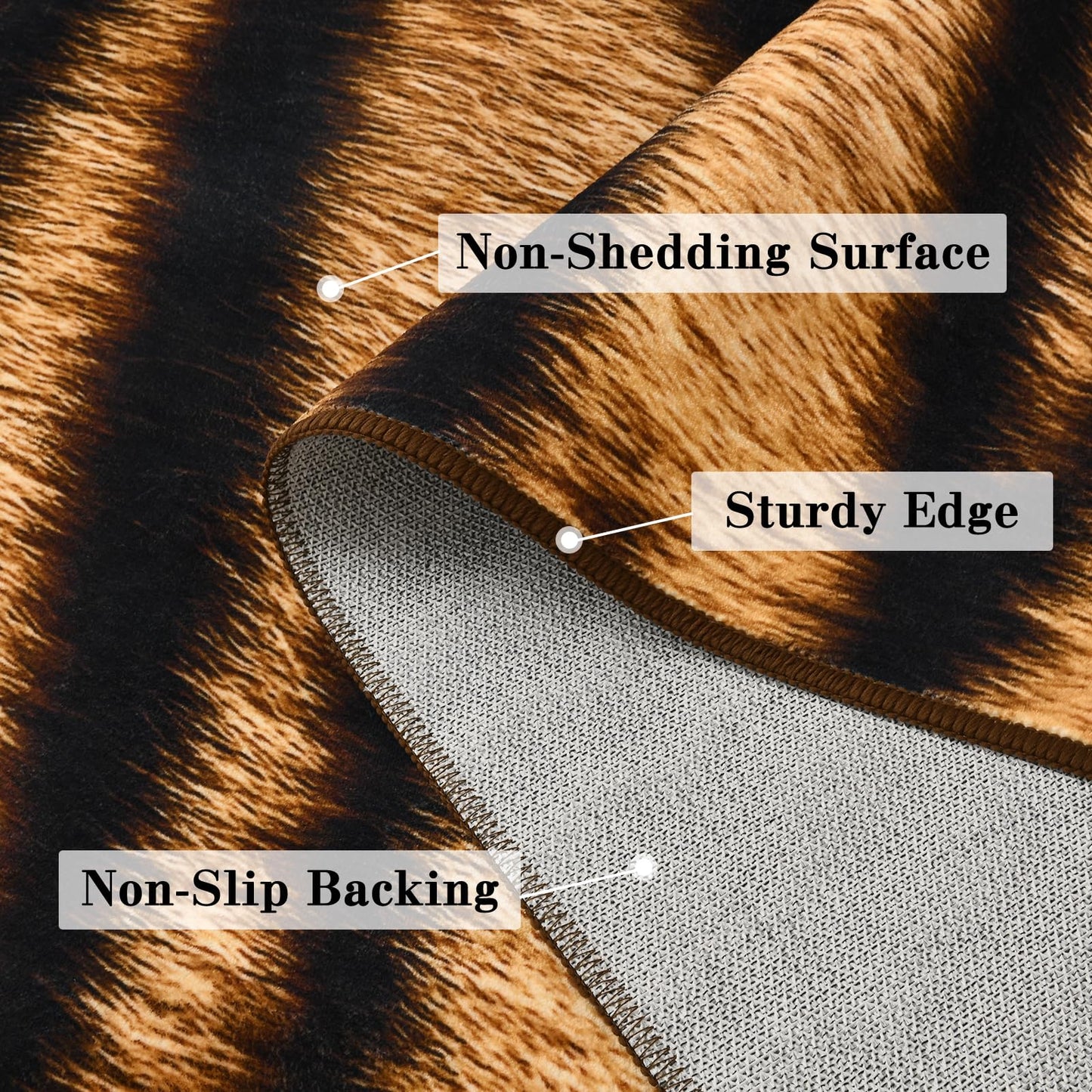 DweIke Tiger Rugs for Living Room, 4x6 Soft Faux Animal Tiger Print Area Rug, Washable Non-Slip Stain Resistant Throw Carpet for Dining Room Office Western Home Decor, Yellow