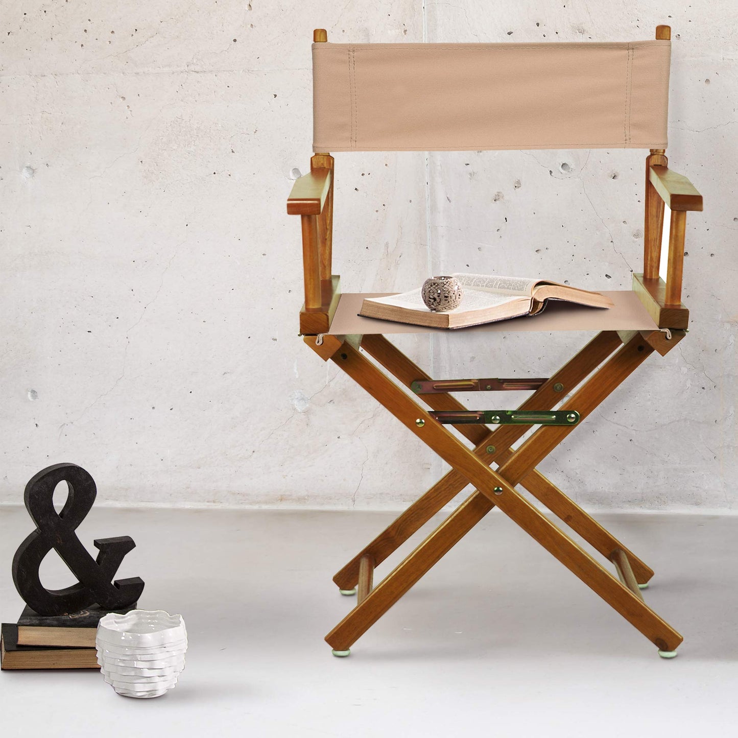 Casual Home Director's Chair ,Honey Oak Frame/Tan Canvas,18" - Classic Height
