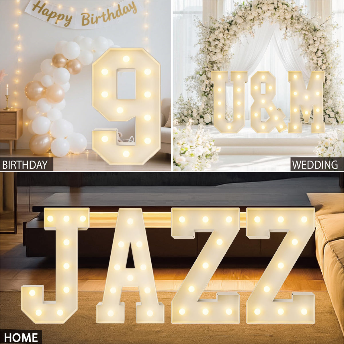 HXWEIYE Big Light Up Letters Z,3FT Large Marquee Letters with lights, Mosaic Balloon Frame, Giant Baby Letter for baby shower Birthday Graduation Engagement Party Wedding Christmas Decor (Warm White)