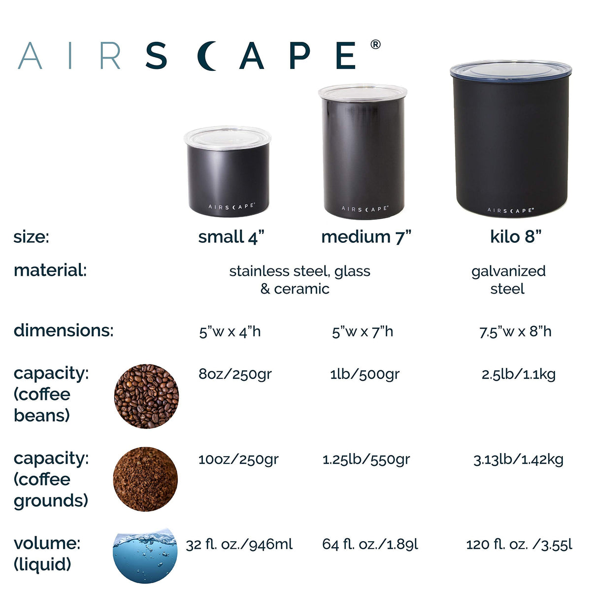 AirScape Glass Food Storage Canister - Glass Storage With US Patented Airless Inner Lid & Bamboo Top Lid - Preserves Food Freshness (Small 4-Inch)