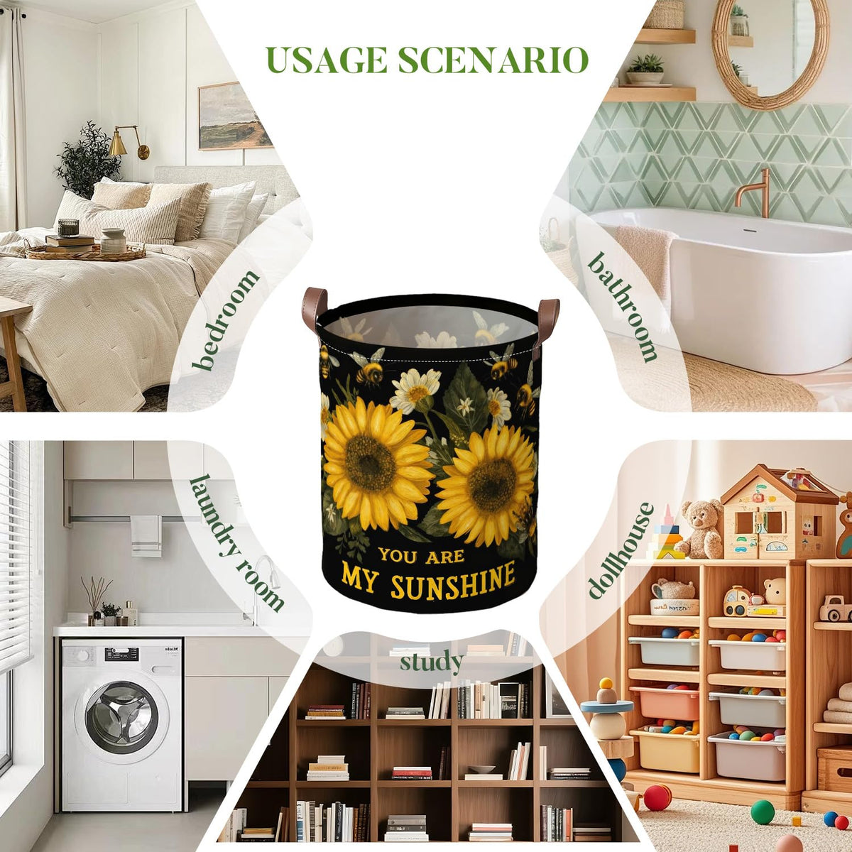 Cmialusie Sunflower Bee Laundry Hamper, You Are My Sunshine Basket