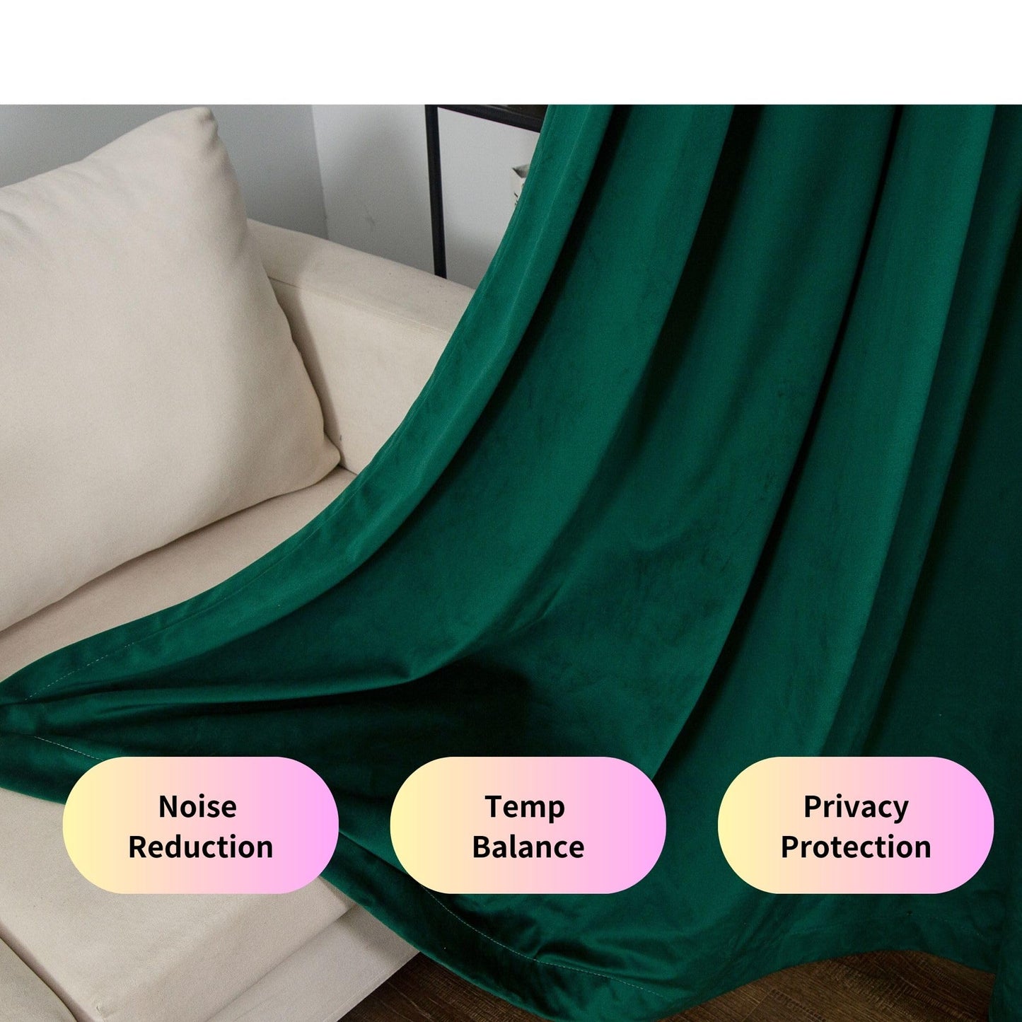Aljctns Emerald Green Velvet Curtains 90 inches Long Luxury 80% Blackout Curtains for Bedroom Living Room,Thermal Insulated Super Soft Window Drapes Rod Pocket & Back Tab, 52" W x 90" L, 2 Panels