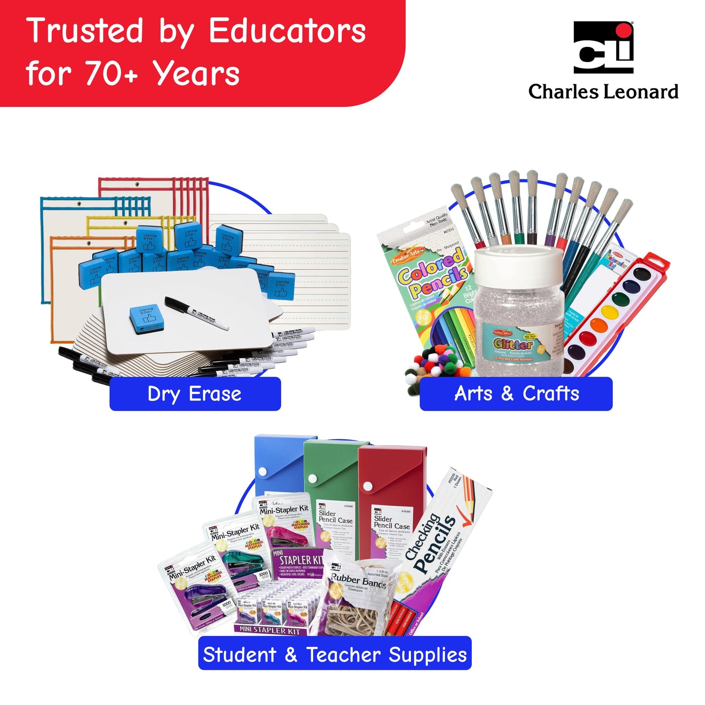Charles Leonard Dry Erase Board Class Pack - Includes 12 Plain/Lined 2-Sided Boards, 12 Erasers and 12 Black Markers, in a Re-Useable Box (35030)