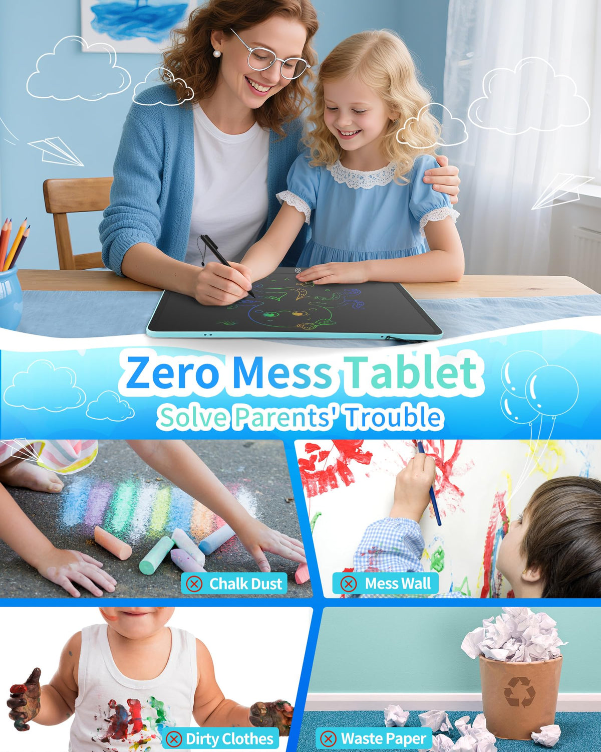Magnetic LCD Writing Tablet for Fridge, 13 Inch Writing Tablet for Kids, Toddler Drawing Pad, Learning Toys for Boys Girls Ages 3.4.5.6.7.8, Writing Board for to-Do Lists and Family Messages (Black)