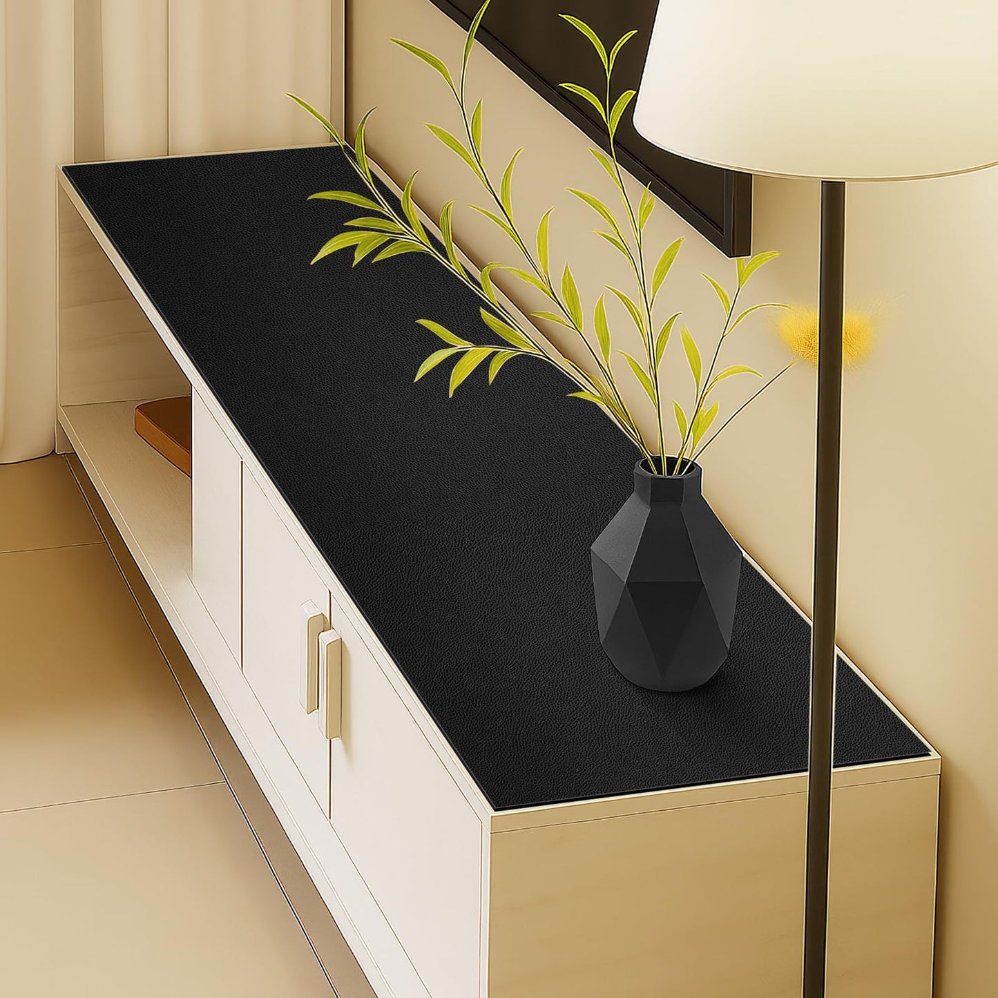 Warmstar Leather Table Cover 18 x48 Inch, 1.8MM Thick PVC Table Protector Waterproof, Desk Cover Protector Non-Slip Table Pad for Kitchen, Dresser, Gaming Desk,Dining Room Table