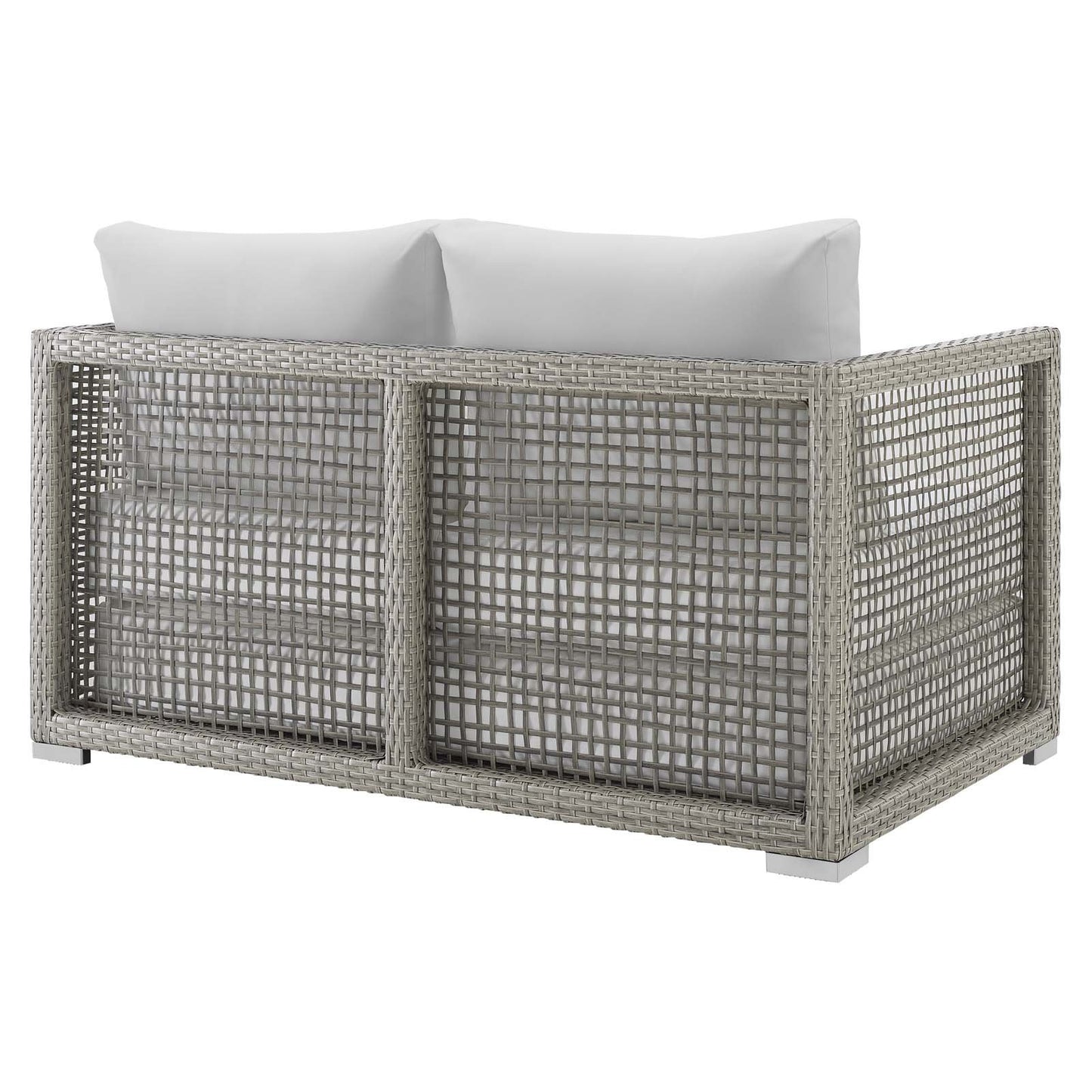 Modway EEI-2924 Aura Wicker Rattan Outdoor Patio 52" Loveseat with Cushions in Gray White