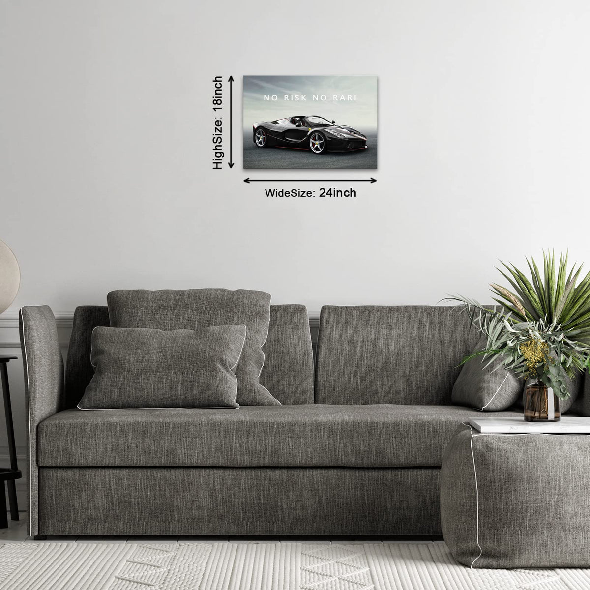 BWSPACE Canvas Wall Art No Risk No Rari Motivational Car Quotes Poster Canvas Painting Wall Art Decor For Living Room Bedroom Office Ready To Hang (Inspirational-1, 18x24 inches)
