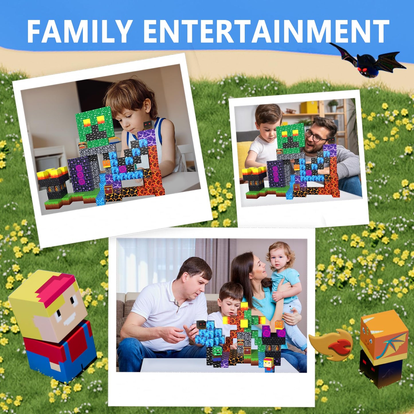 160PCS Magnetic Blocks, Magnet Building Cube, Build 3D Volcano Adventure Set, Montessori Sensory Toys for Kids Ages 3+, Preschool STEM Educational Toys, Christmas Birthday Gifts for Boys & Girls