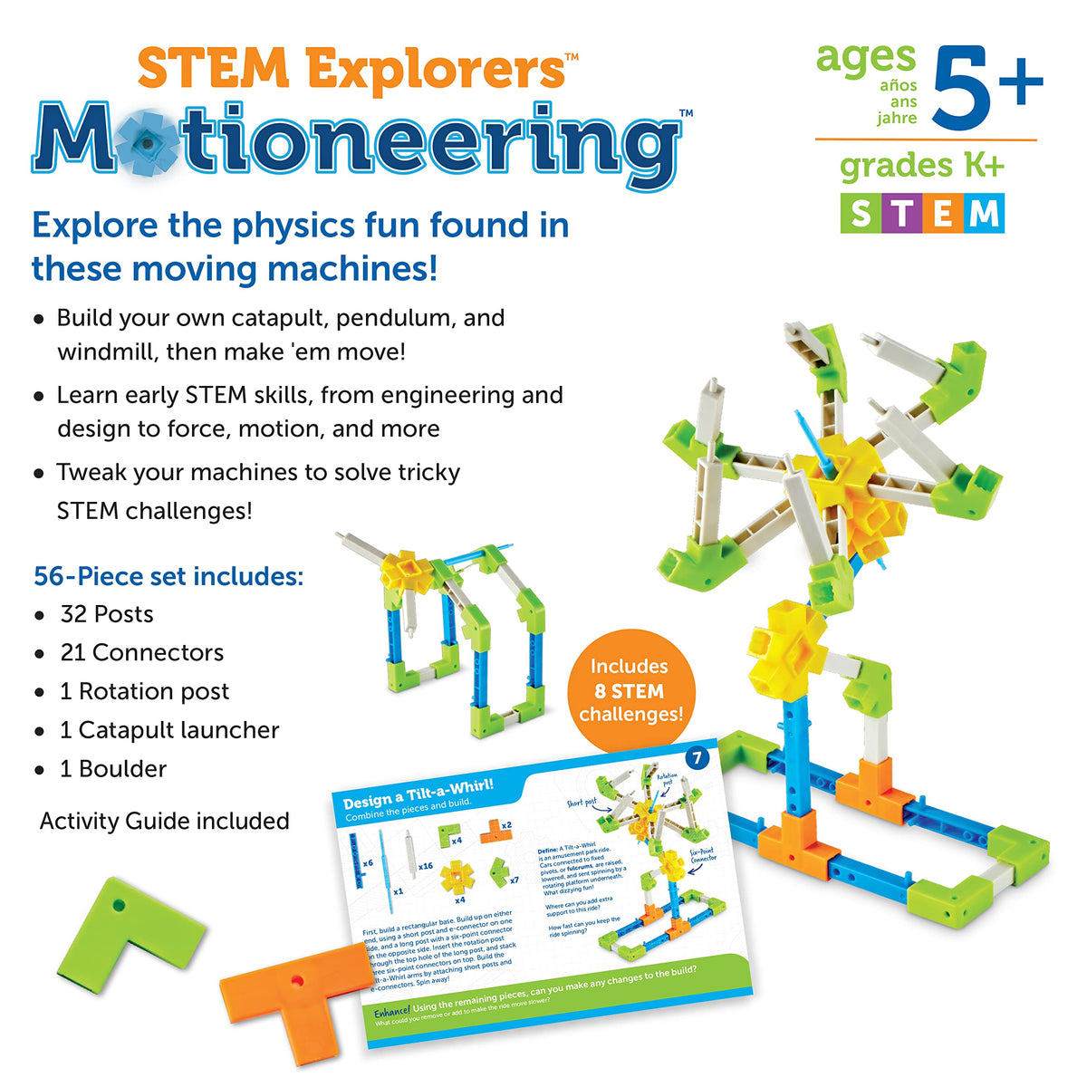 Learning Resources STEM Explorers Motioneering - 56 Pieces, Ages 5+STEM Toys for Kids, Brain Teaser Toys and Games, Kindergarten Games