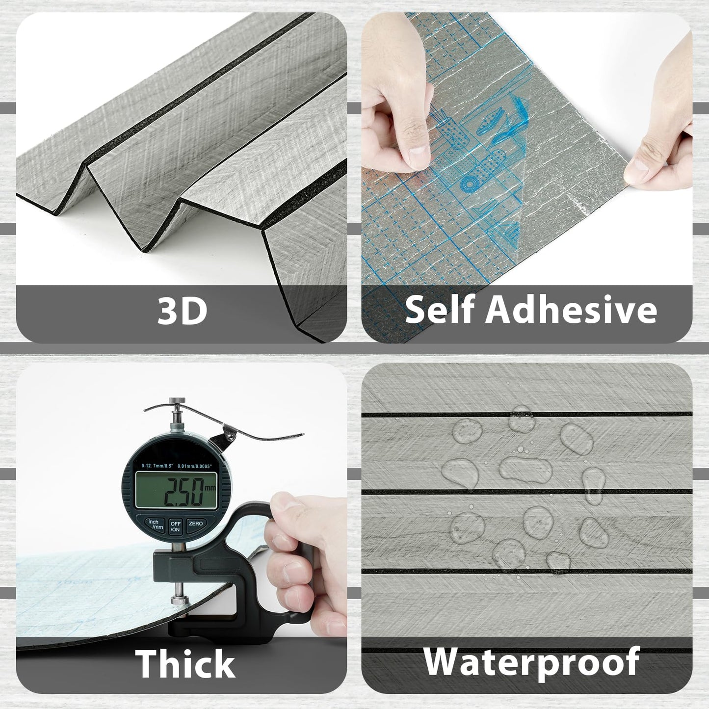 EPPKILY 3D Grey Wood Slat Wall Panel Wallpaper Peel and Stick Self Adhesive Waterproof Wood Acoustic Wall Panels for Bedroom Living Room Office Grey Textured Wooden Slats for Walls 11.8"×118"