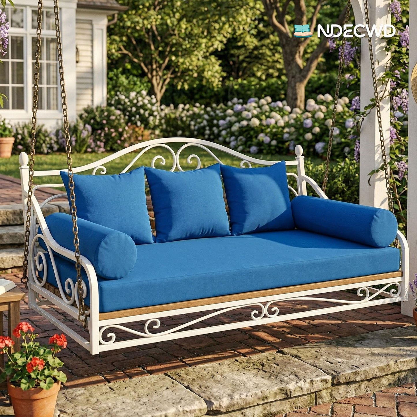 Twin Size Daybed Cushion Cover, Water-Repellent Porch Swing Mattress Slipcover (Fits 6" Depth), Heavy-Duty UV Resistant Patio Bed Protector with U-Shaped Zipper, Cover Only (Sky blue, 75*39*6in)