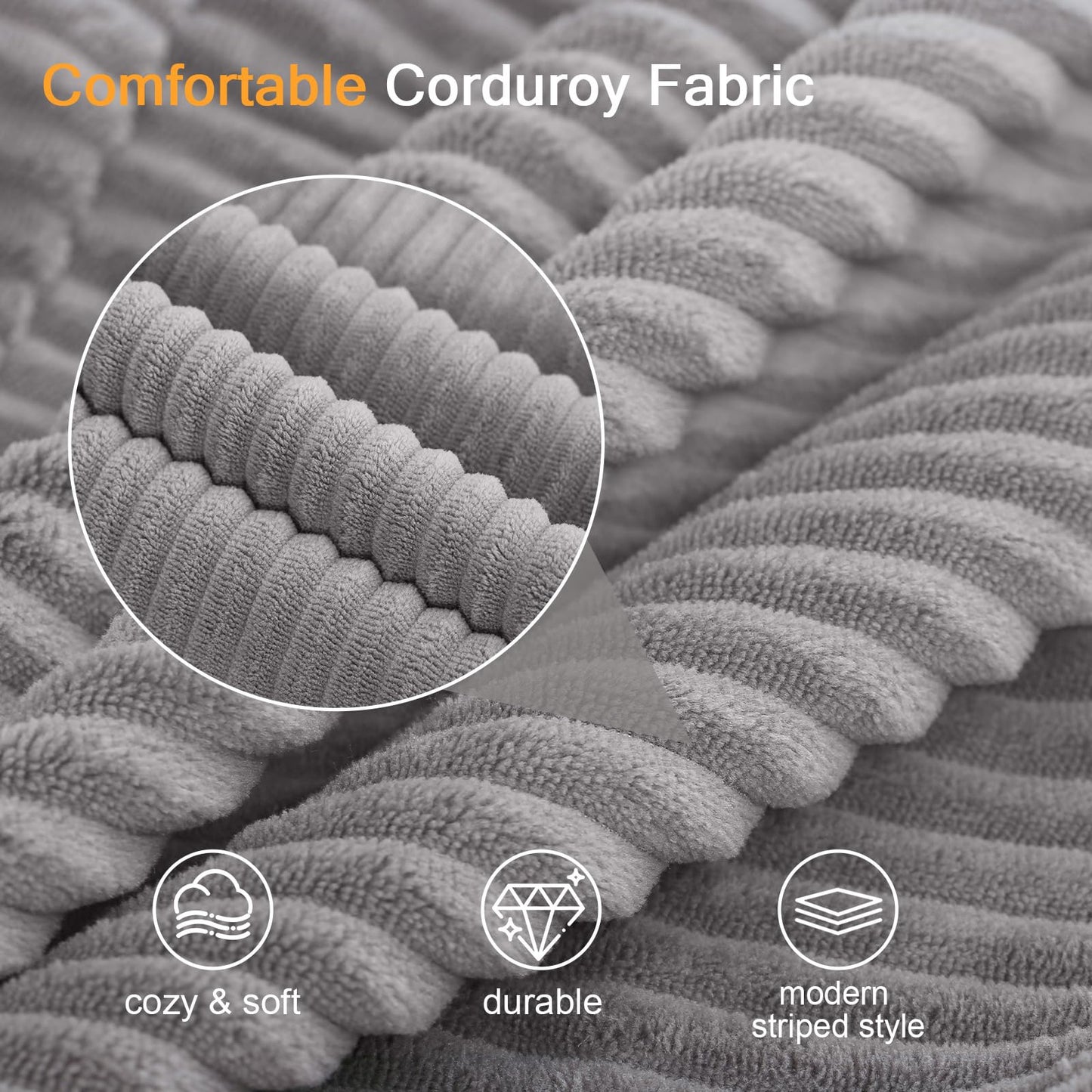 COMAX Convertible Sofa Bed, Folding Floor Couch Corduroy Fold Out Couch Bed Futon Sleeper Mattress with Pillows, Boneless Sofa Comfy Lounge Loveseat for Living Room Bedroom, Light Grey