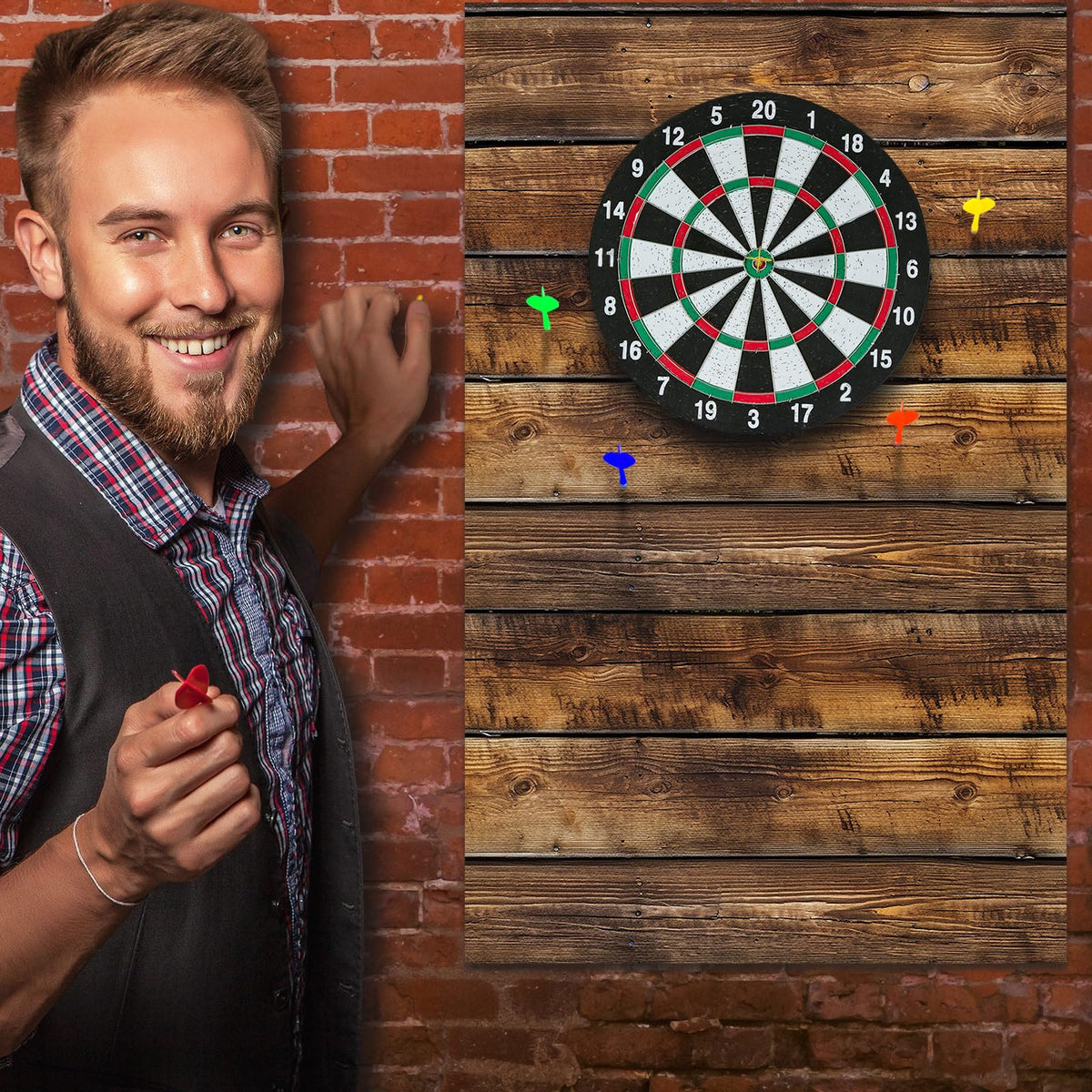 Hahafelt 36 x 24 x 0.5 Inch Felt Wood Grain Dart Board Wall Protectors Square Dart Board Backing Tiles Dartboard Backboard Cork Backboards Alternative (Grain)