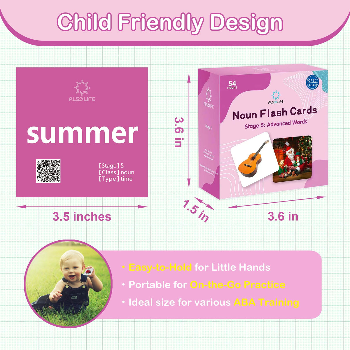 ALSOLIFE 54 Advanced Word Noun Flash Cards for Kids 3-5, Vocabulary Cards with Pictures, | Toddler Flash Cards for Learning English Words| Seasons flashcards| ABA Therapy & Speech Therapy Materials