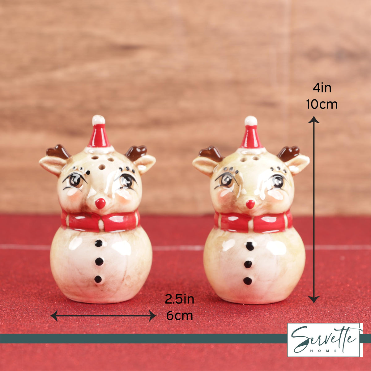 Christmas Holiday Salt and Pepper Shaker Set - Nostalgic Reindeer