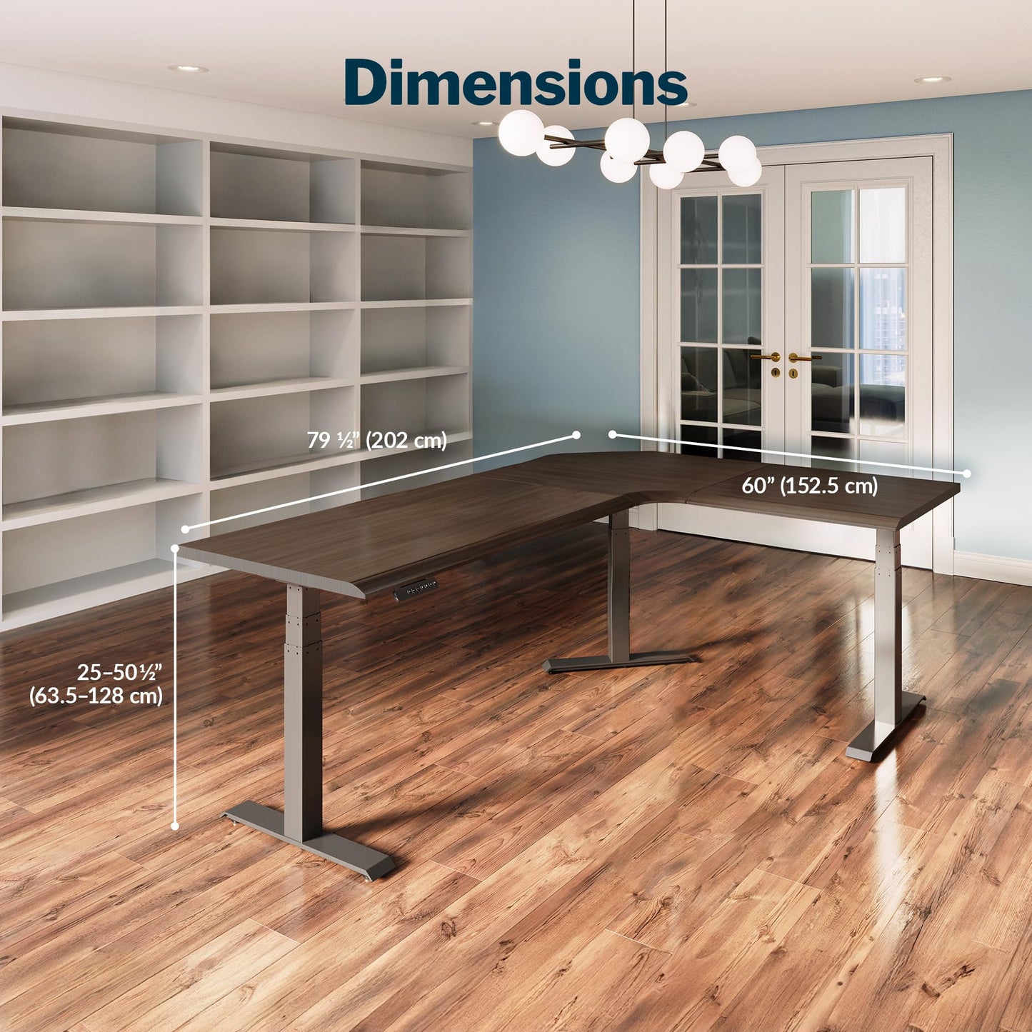 Vari ComfortEdge 80x60 L-Shape Electric Standing Desk – Height Adjustable Sit-Stand VariDesk for Corner Office with Reversible Left/Right Design + Espresso Top/Slate Legs (Ships in 3 Boxes)