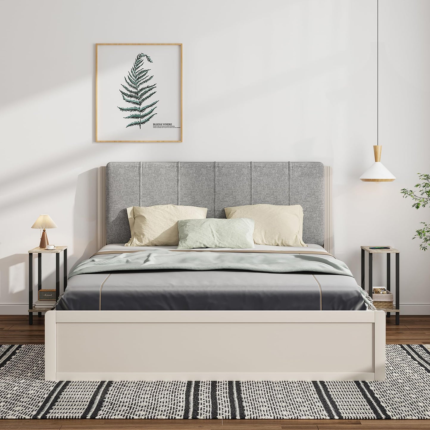 TUTOTAK Small Side Table, Narrow End Table, Skinny Sofa Table, Slim Nightstand, Couch Table, Living Room, Bed Room, Greige TB01BG062