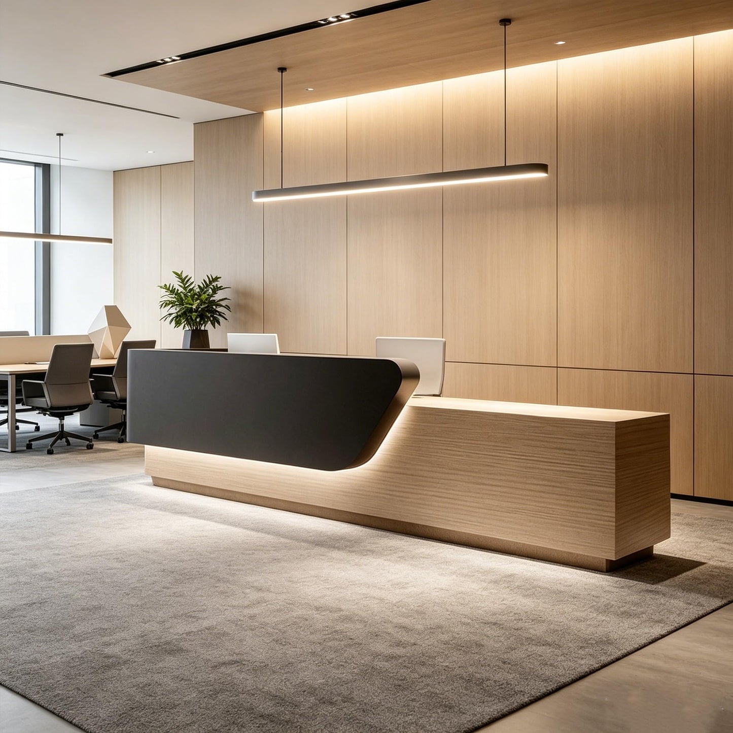 JQslycdmv Multifunctional Reception Counter with Drawers and Shelves - Ideal for Home, Office and Spa(Black - Left,220cm)