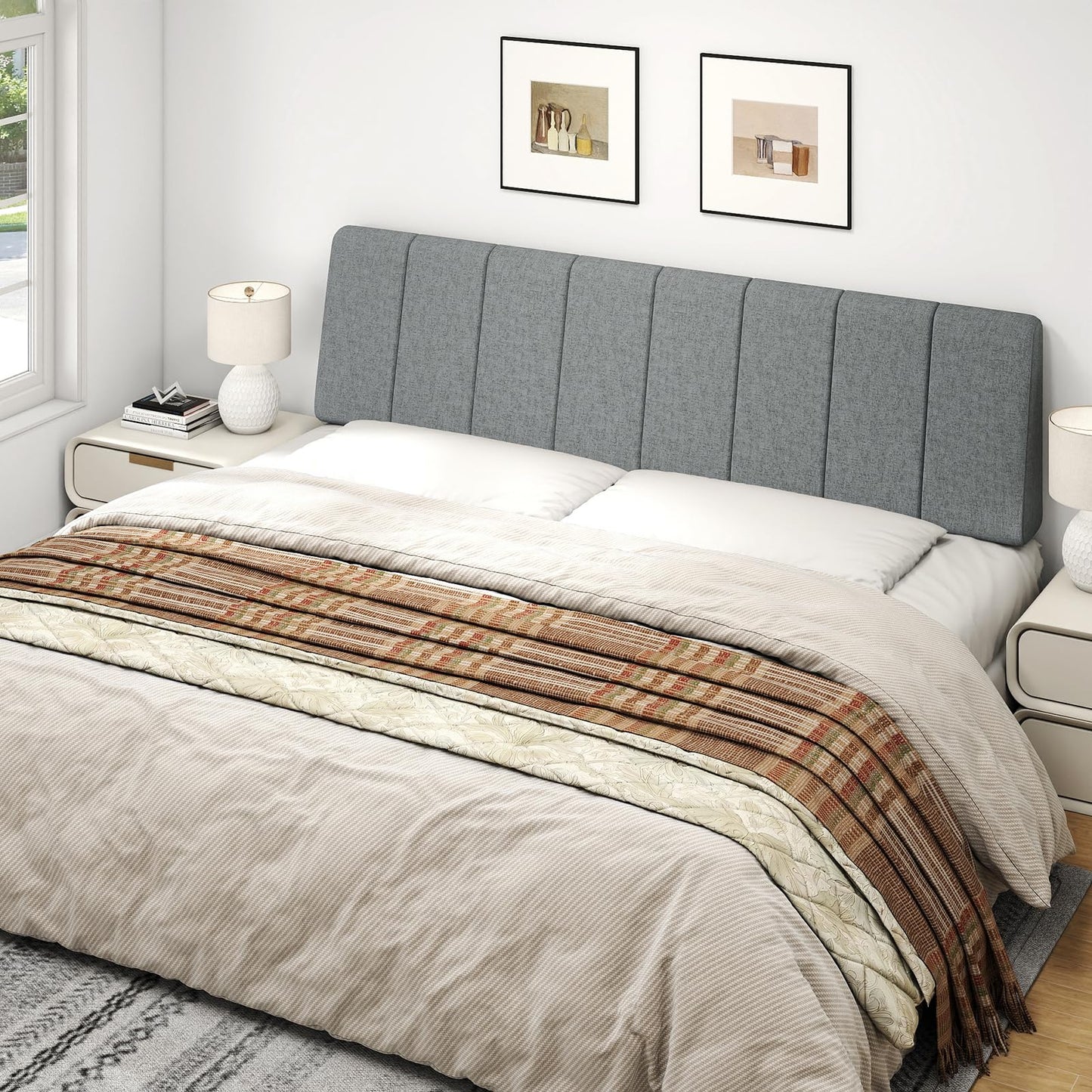 Liiwepo King Size Headboard Only-No Assembly, Upholstered Headboard King Size Linen Fabric Modern Style Headboards Extra-Thick, Dark Gray