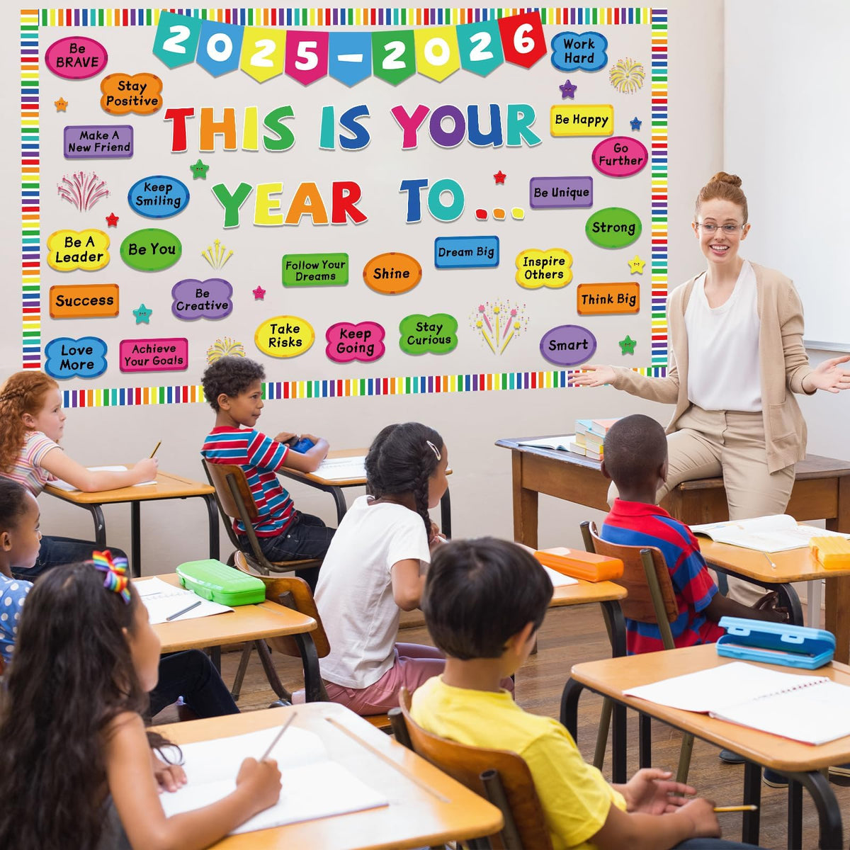 New Year Bulletin Board Set This is Your Year to 2025-2026 Bulletin Board Decorations Inspirational Motivational Paper Cutouts Welcome Back to School Party Classroom Wall Door Decor Supplies