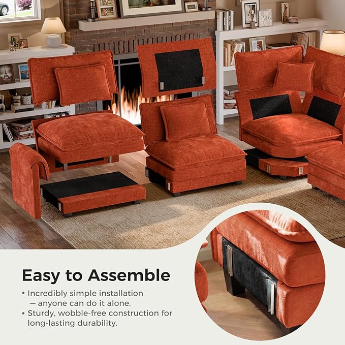 ELUCHANG Oversized 79" Modular Sectional Sofa Bed, Comfy Cloud Couch