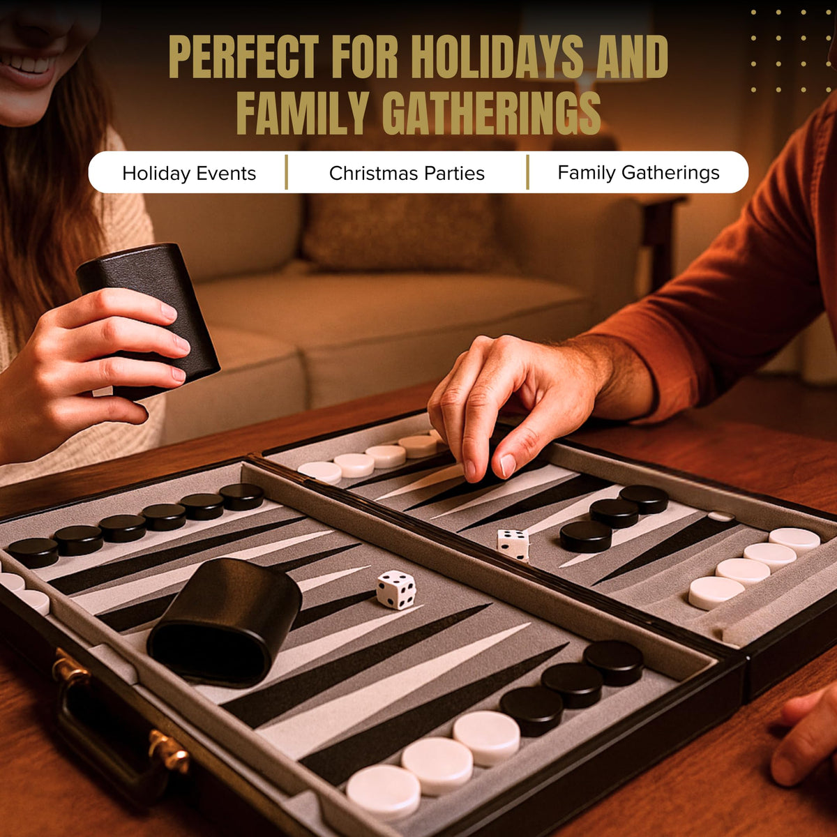 Crazy Games Premium 18 Inches Large Black - Backgammon Sets for Adults and Kids - Leatherette Back Gammon Board Game Set - Travel Backgammon Set Board Encased with Accessories