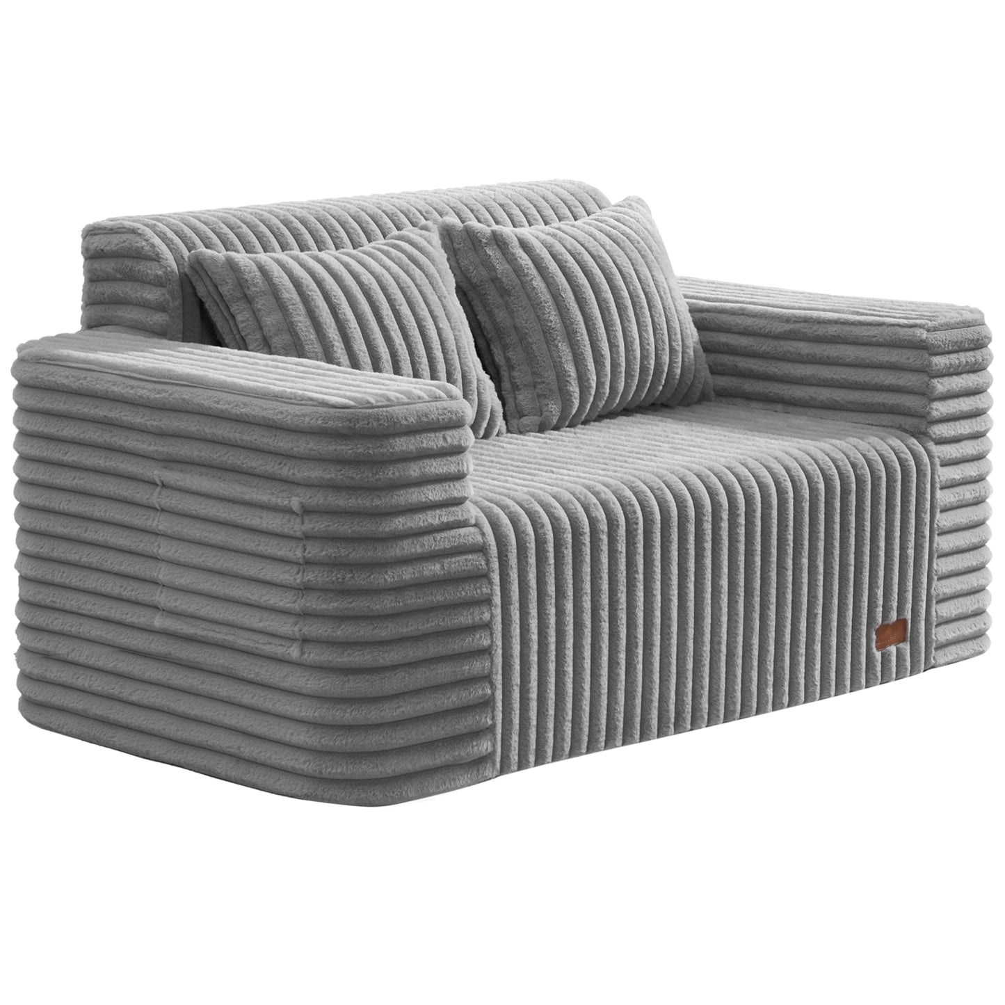 ZurNesfure Sofa Couch Cloud Loveseat, Memory Foam Couch with Pillow No Assembly Need, Modern Couch with deep seat and Washable Cover Boneless Sofas for Living Room Bedroom Apartment (Grey,Loveseat)