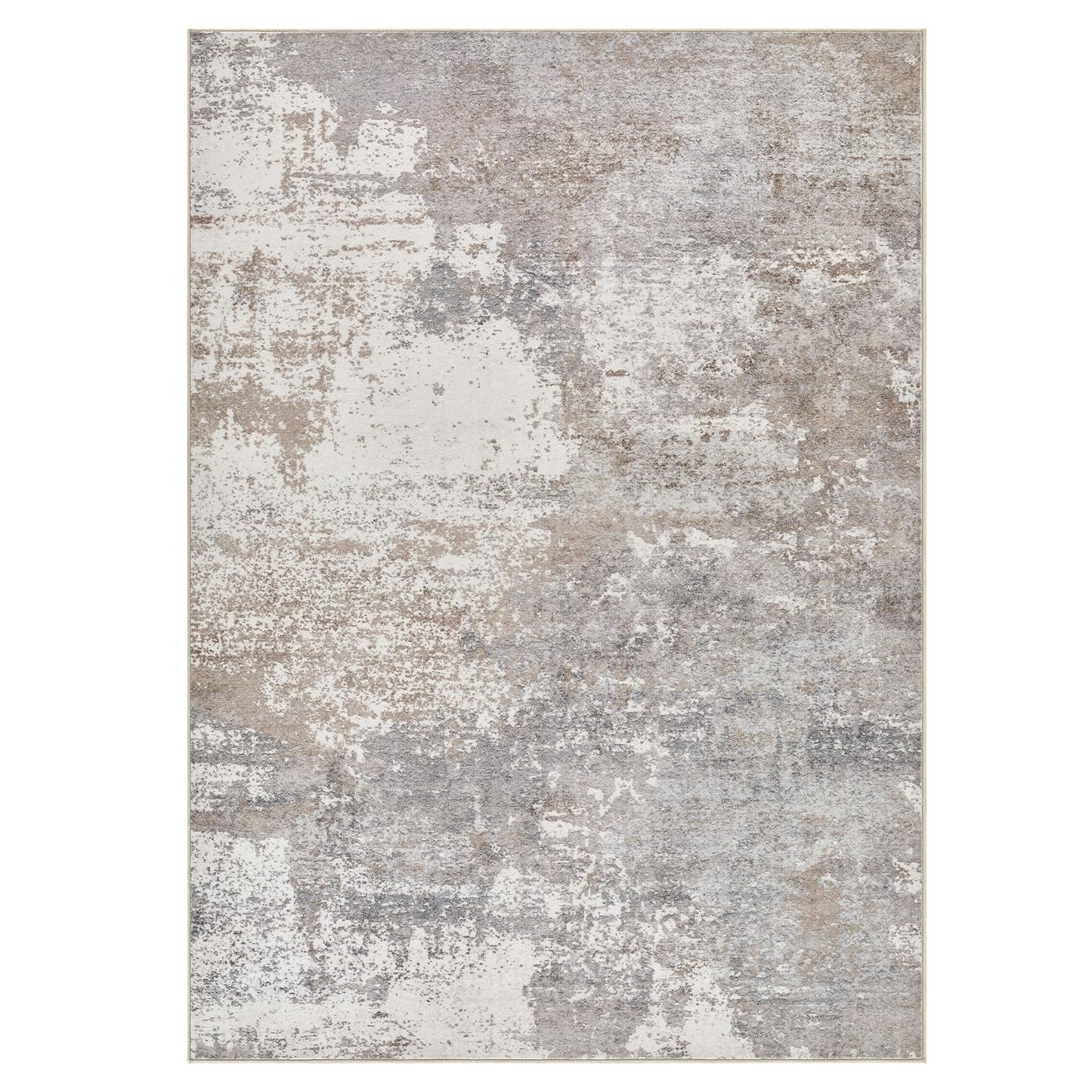 Micgeek Area Rug Living Room - 9X12 Abstract Washable Large Soft Foldable Non Slip Rug Neutral Modern Low Pile Carpet for Bedroom Nursery Dining Room Farmhouse Home Office Indoor - Grey Brown
