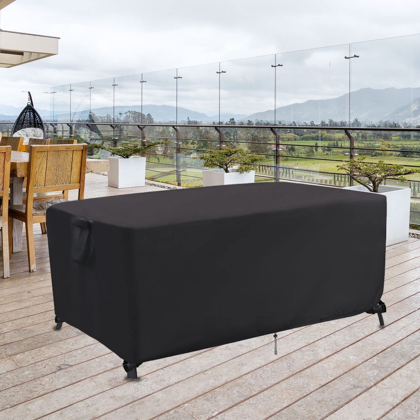 Jungda Patio Furniture Set Covers, 68 Inch Rectangle Outdoor Dining Table Cover, Waterproof Outside Table Cover Furniture Covers - 68 X 38 X 28 Inch