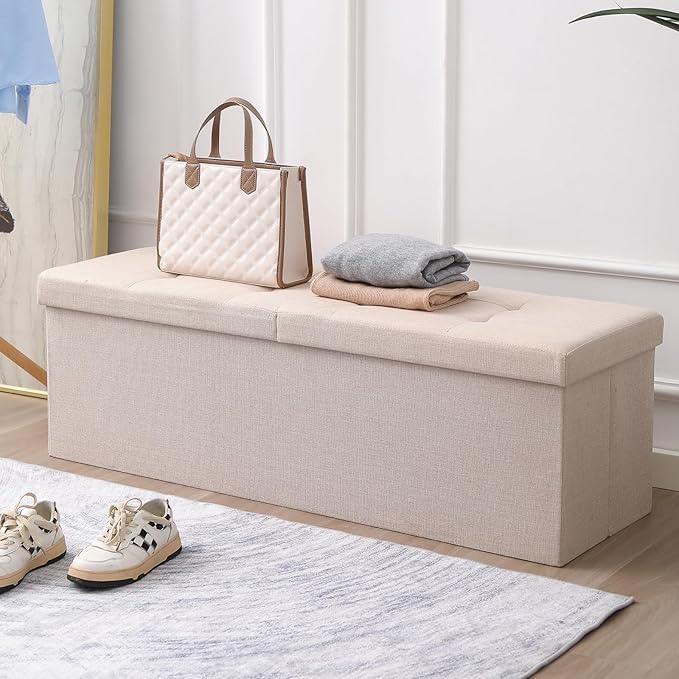 45.3 Inches Ottoman Bench With 166L Storage Space