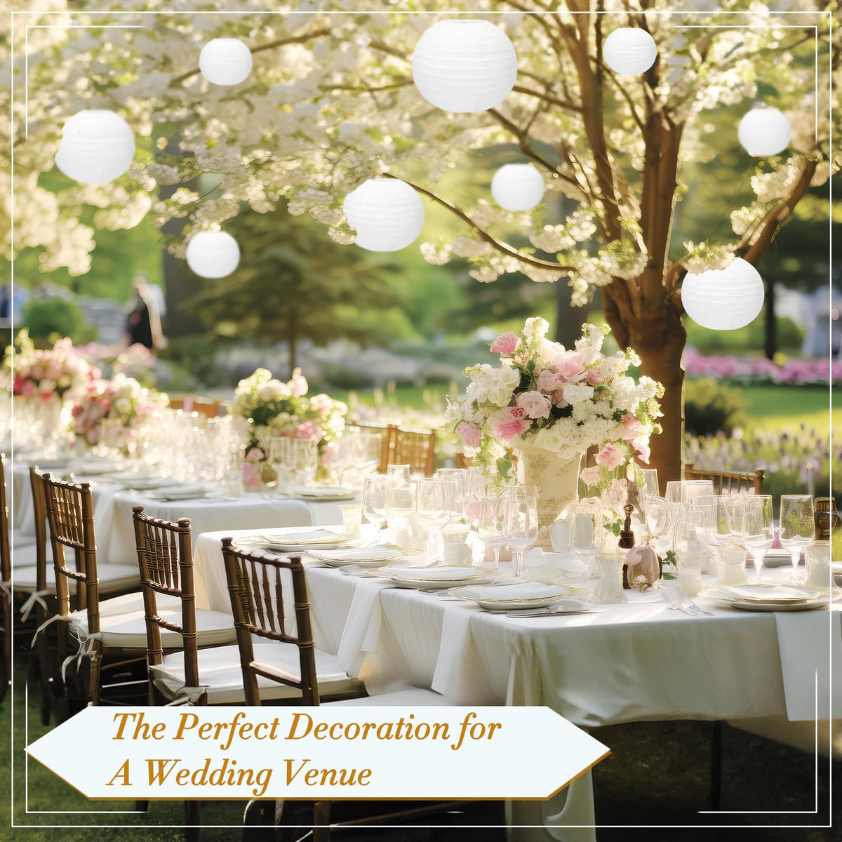 24 Packs White Paper Lanterns 8 Inch Chinese Japanese Hanging Paper Lanterns Lamp Round with Clear Fishing Line DIY Table Centerpiece Decoration for Wedding Birthday Party Baby Shower Indoor Outdoor