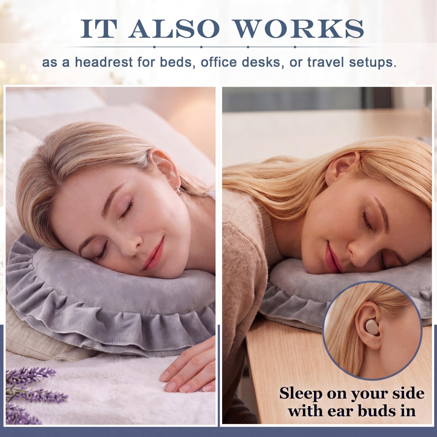 Chicplaid 2 Pcs U Shaped Face Massage Pillow Neck Support Cushion Massage Table Face Down Pillow Spa Salon Headrest Cradle Cushion Soft Comfortable Travel Flight Pad, Gray