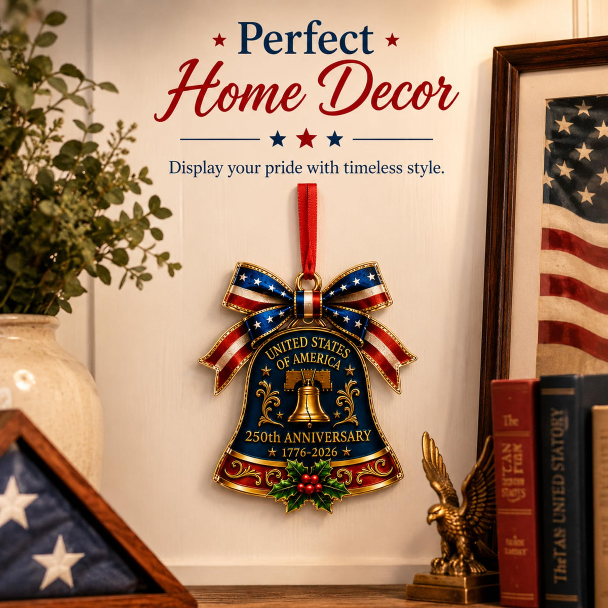 250 Anniversary Ornament 1776-2026, 2D Acrylic 250th Merchandise, USA America Anniversary Christmas Ornament, Fourth of July Decorations, Patriotic Decor, American Birthday Gifts