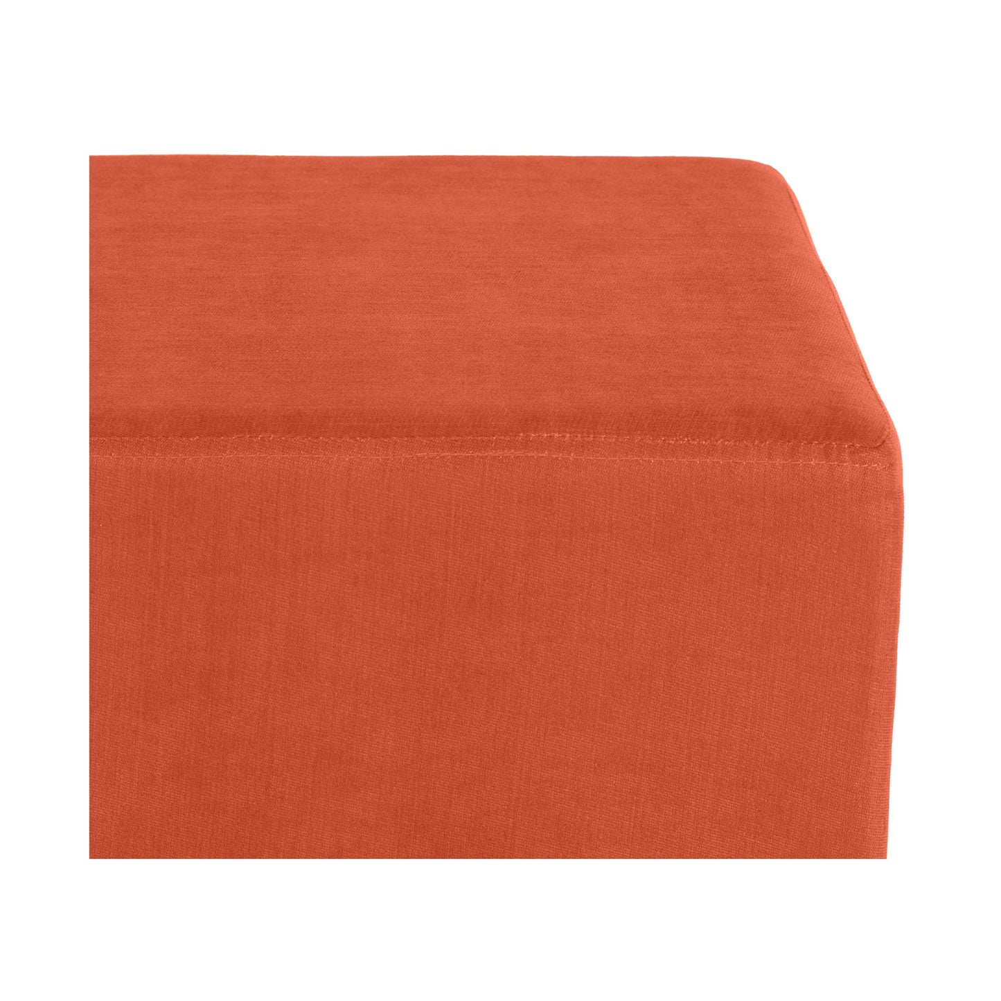 Seville Classics Cushioned Fabric Ottoman Hidden Storage Chest Footrest Chair, Padded Seat for Bedroom, Dorm, Loft, Living Room, Entryway, Hallway, Cork/Burnt Sienna, 15" Cube