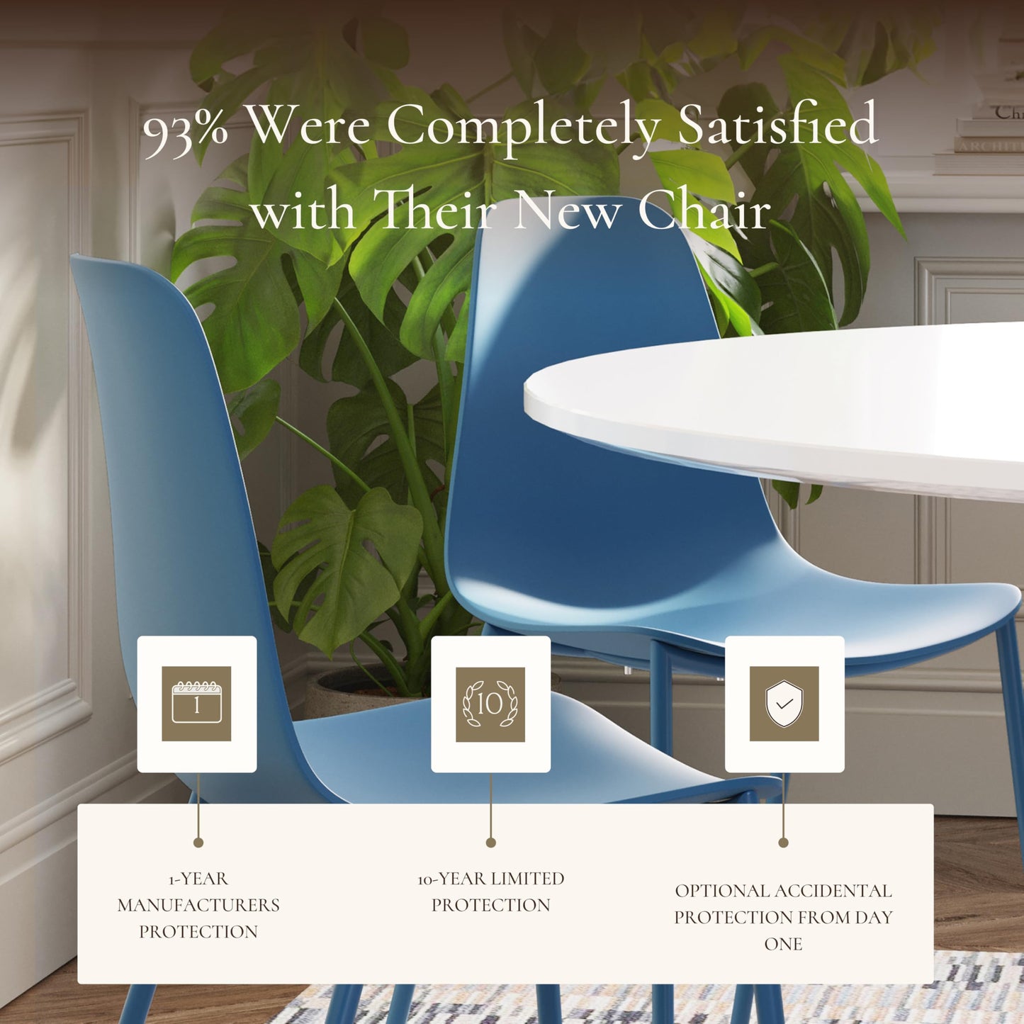 Poly & BARK Isla Modern Kitchen Chairs Set of 4 - Plastic Dining Chair with Metal Legs - Quick Assembly Simple Cafe Chairs Plastic for Indoor or Outdoor - Lago Blue