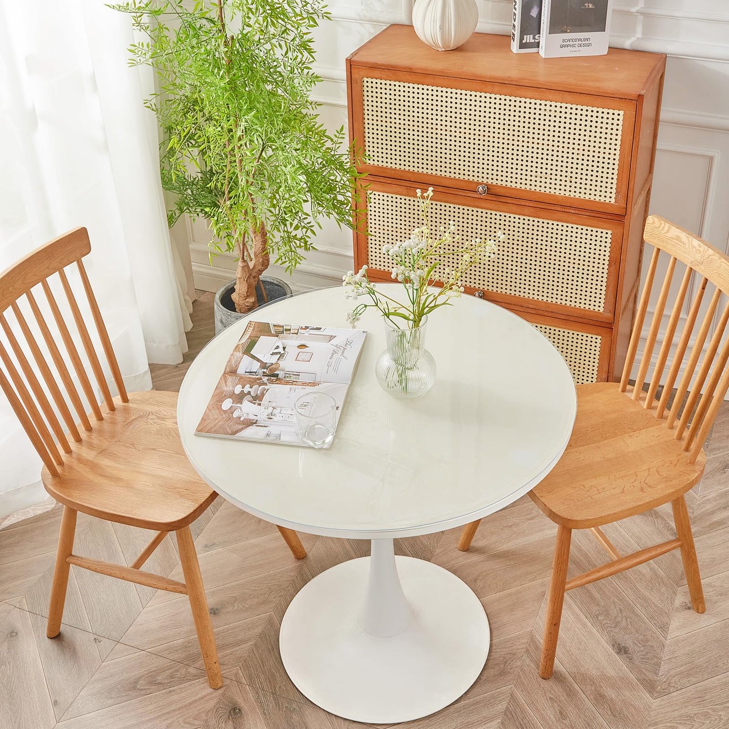 Warmstar Round Clear Table Protector - 29Inch, 2mm Thick PVC Tablecloth for Dining & Coffee Tables