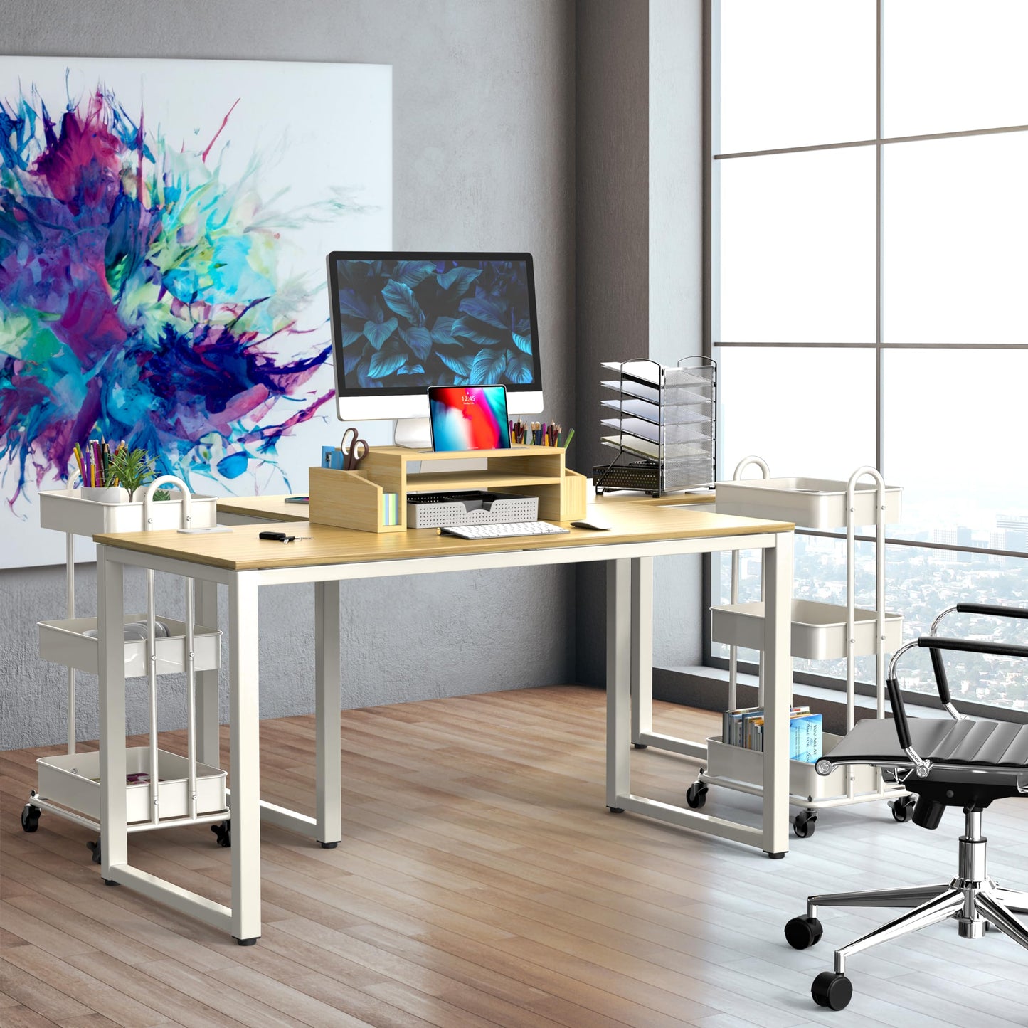 SHW 48-Inch Commercial-Grade Office Computer Desk, Oak