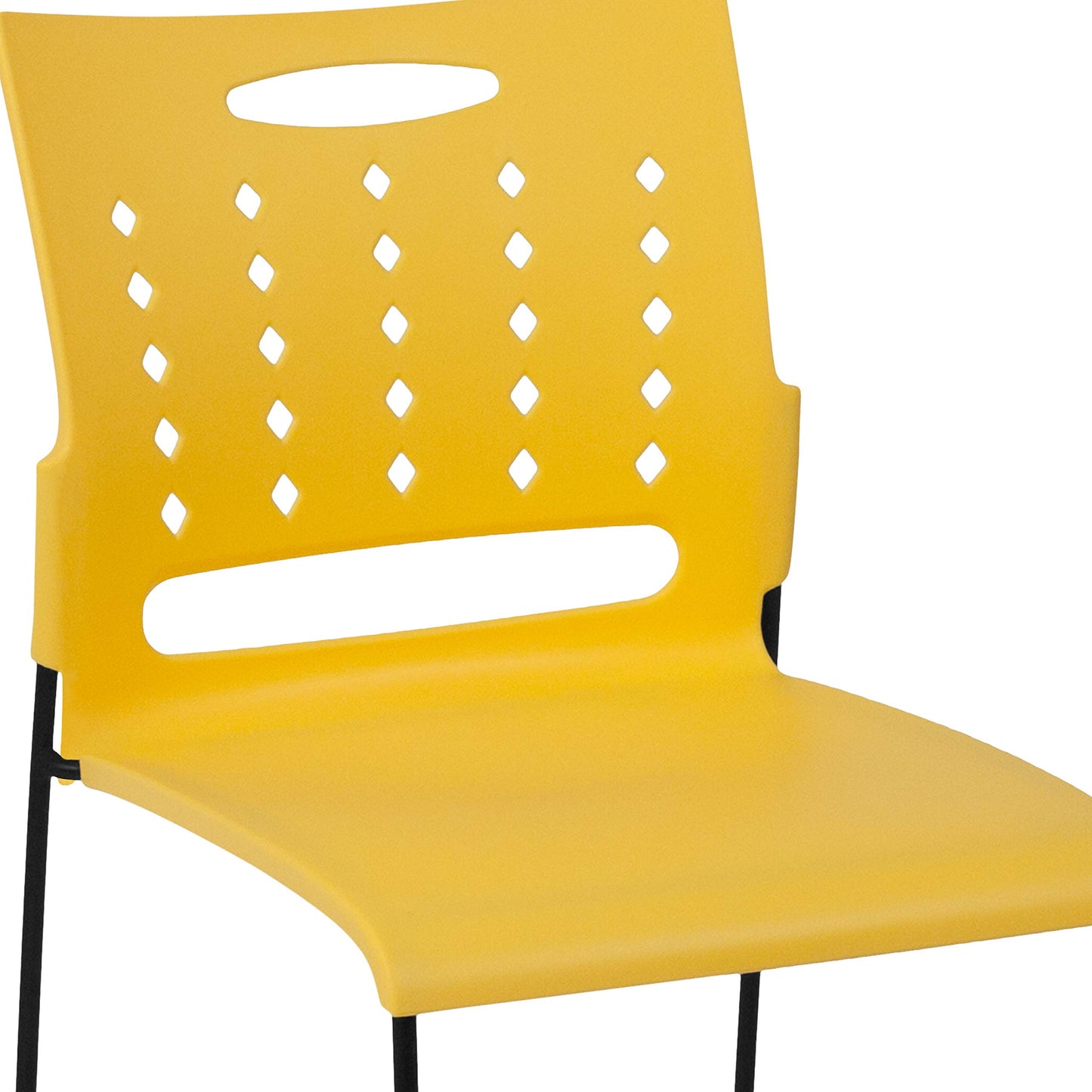 Flash Furniture 5 Pack HERCULES Series 881 lb. Capacity Yellow Sled Base Stack Chair with Air-Vent Back