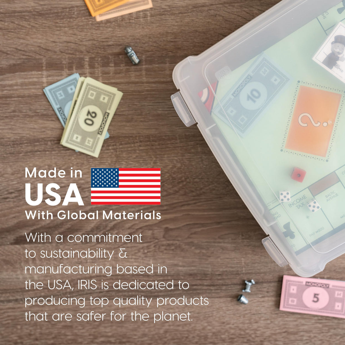 IRIS USA Board Game Storage Containers, 6-Pack |Made in USA| Organizers with Built-In Handle & Snap-Tight Lid for Puzzles, Scrapbook, and Fits 8.5" x 11" or A4 Papers, Thick - Clear