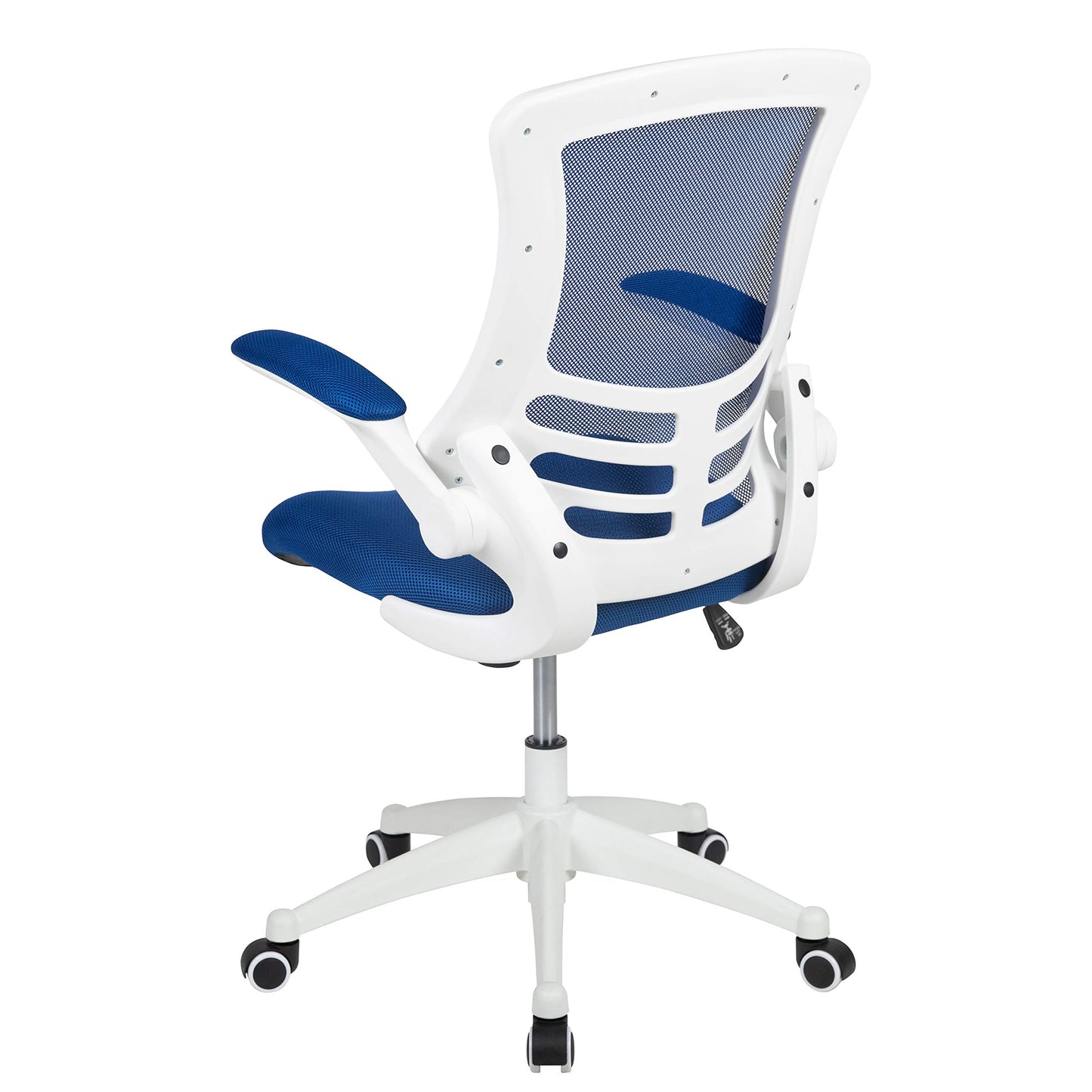 Flash Furniture Kelista Office Chair, Ergonomic, Mid-Back, White Frame, Blue Mesh with Swivel